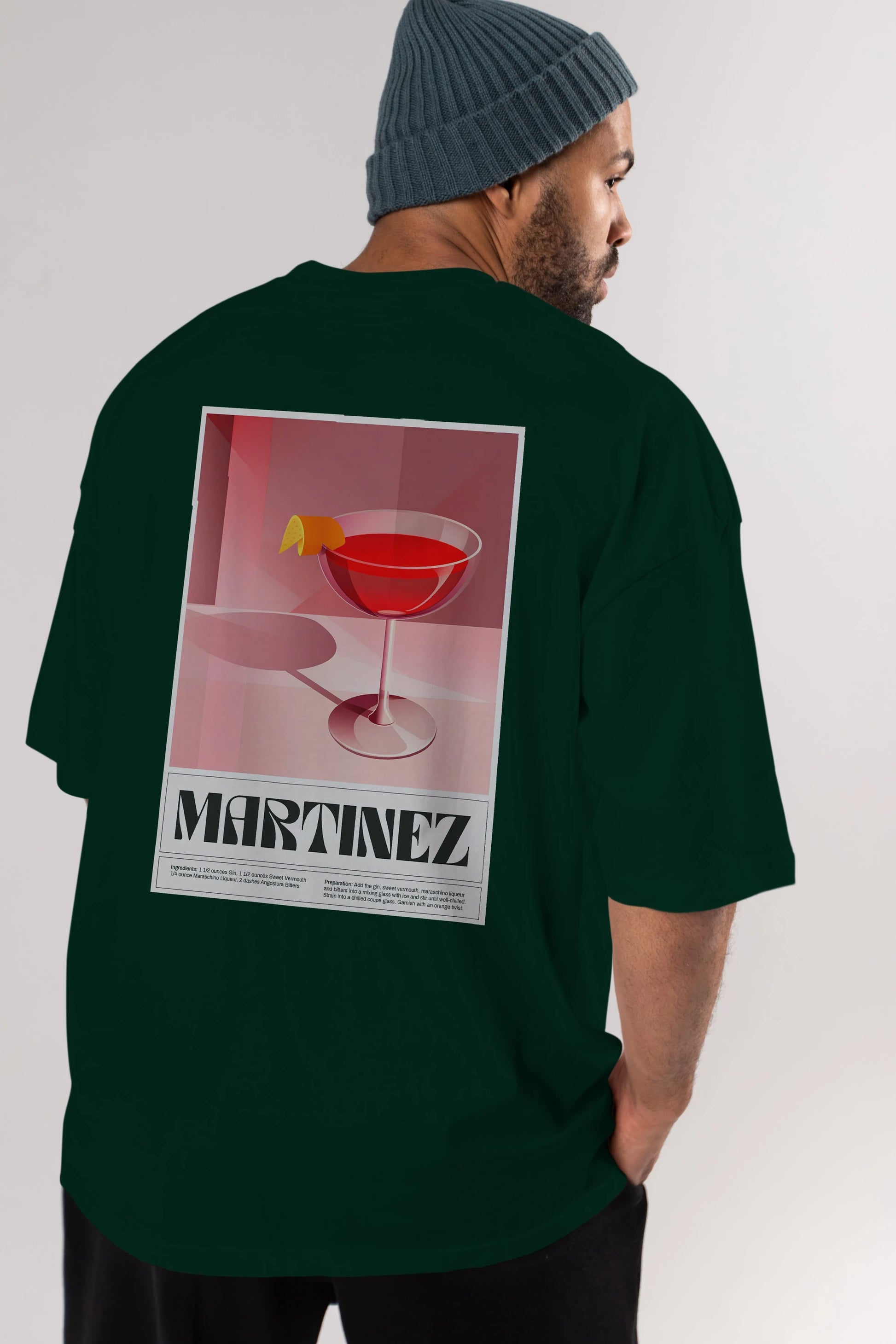 Martinez Arka Baskılı Oversize t-shirt Erkek Kadın Unisex %100 Pamuk Bisiklet Yaka tişort