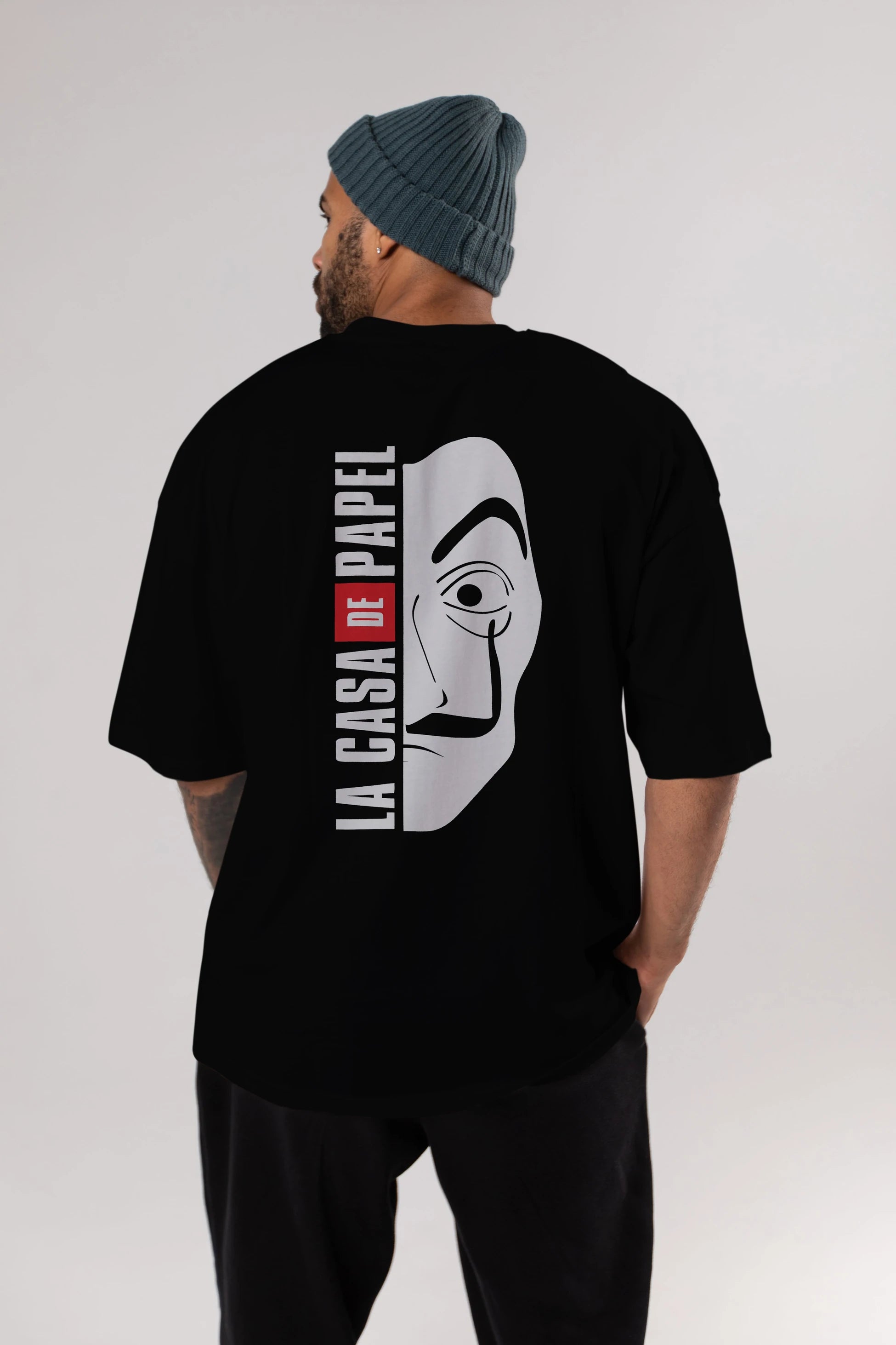 La Casa De Papel (3) Arka Baskılı Oversize t-shirt Erkek Kadın Unisex %100 Pamuk Bisiklet Yaka tişort