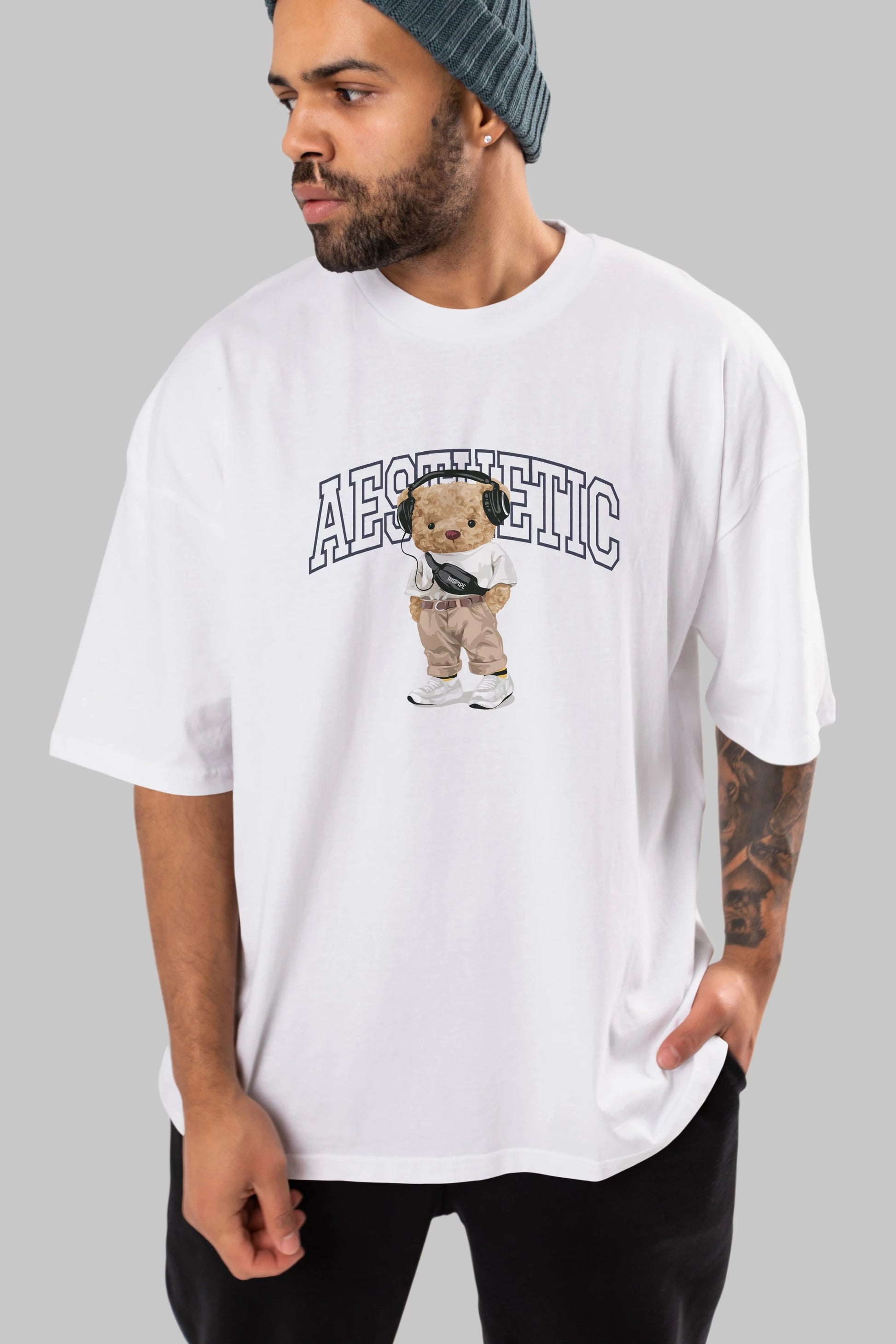 Teddy Bear Aesthetıc Ön Baskılı Oversize t-shirt Erkek Kadın Unisex %100 Pamuk