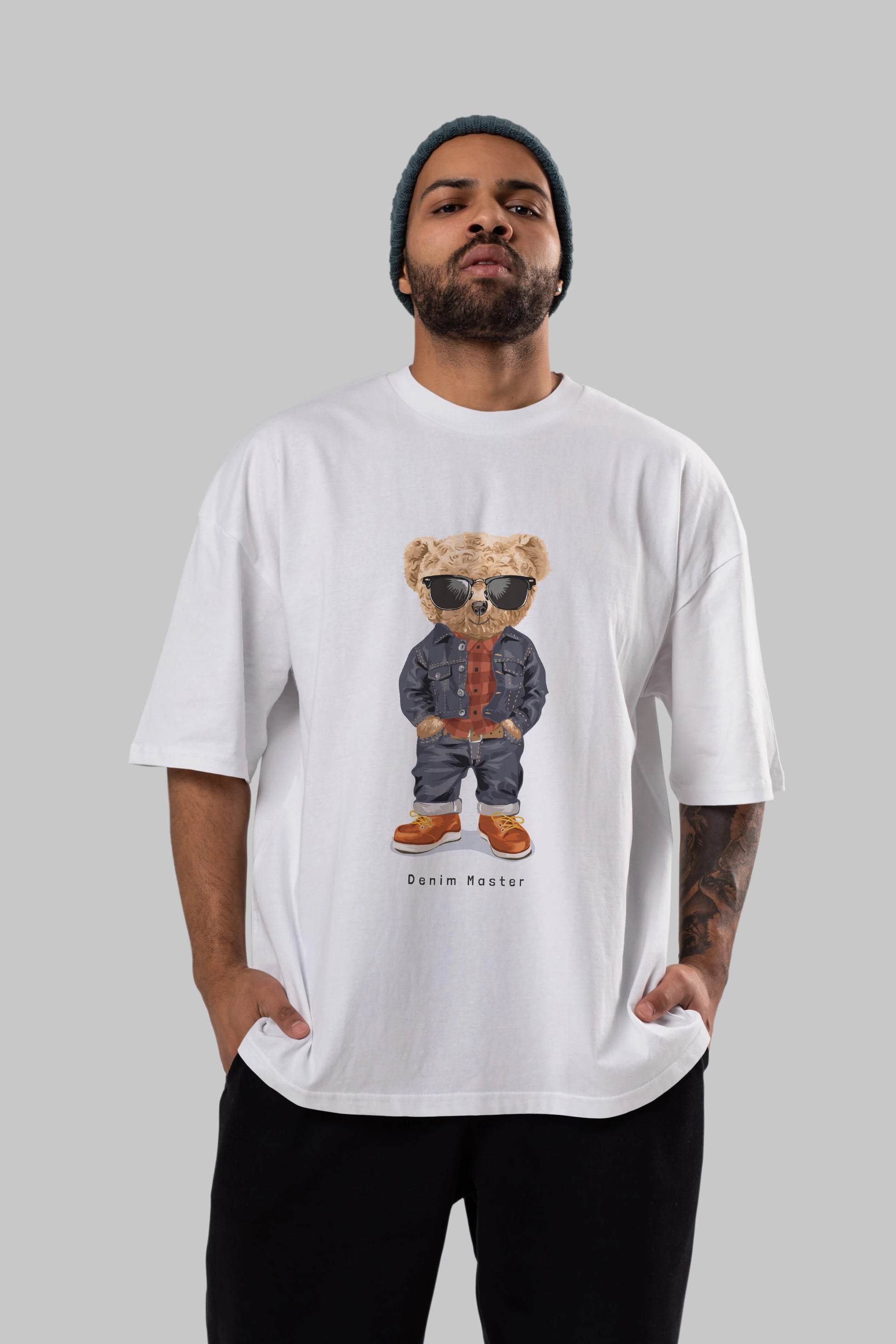 Teddy Bear Tarz Ön Baskılı Oversize t-shirt Erkek Kadın Unisex %100 Pamuk