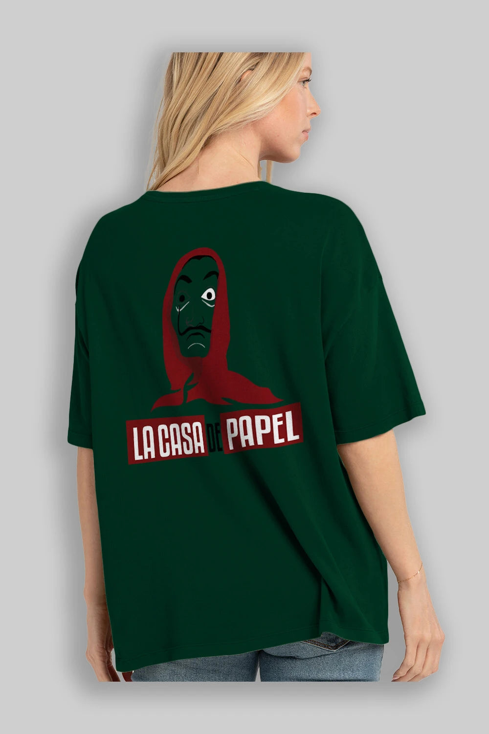 La Casa De Papel (1) Arka Baskılı Oversize t-shirt Erkek Kadın Unisex %100 Pamuk Bisiklet Yaka tişort