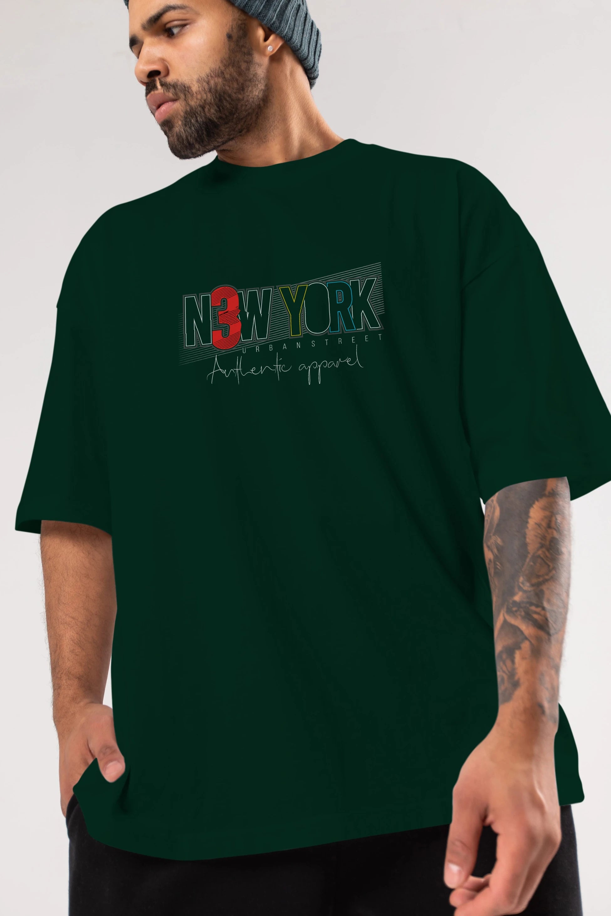 New York Ön Baskılı Oversize t-shirt Erkek Kadın Unisex