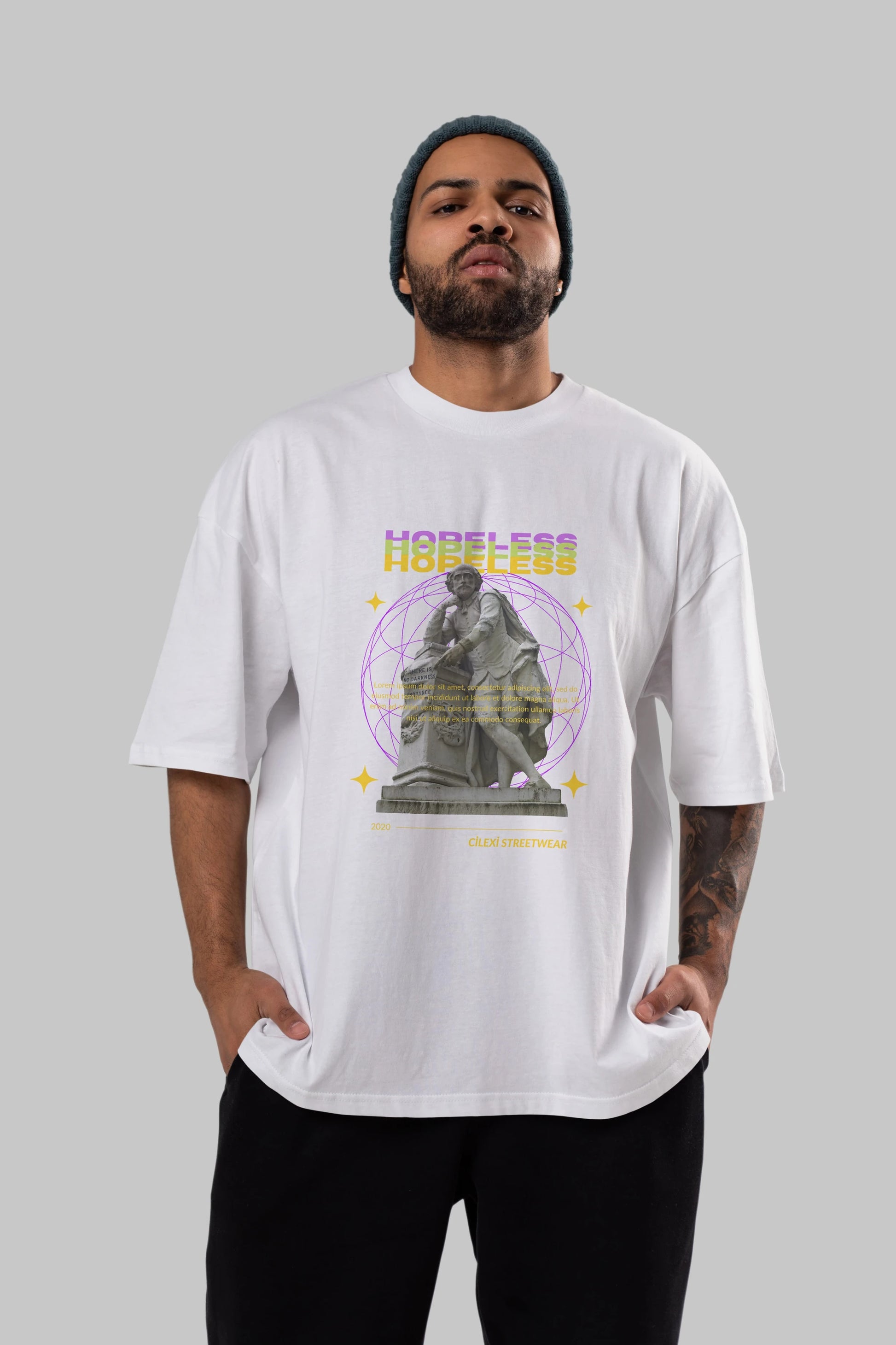 Hopeless Ön Baskılı Oversize t-shirt Erkek Kadın Unisex