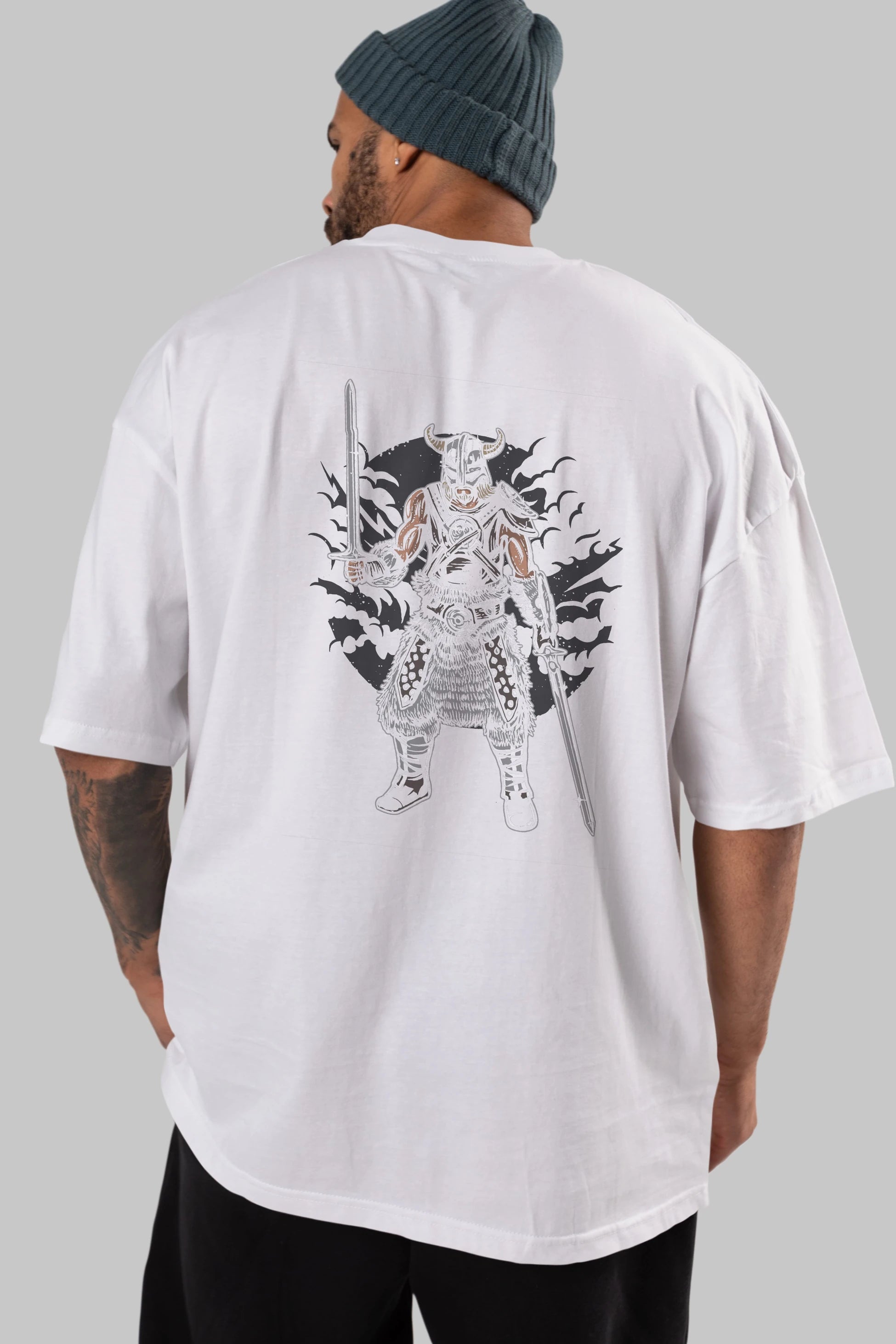 Dark Viking Arka Baskılı Oversize t-shirt Erkek Kadın Unisex %100 Pamuk