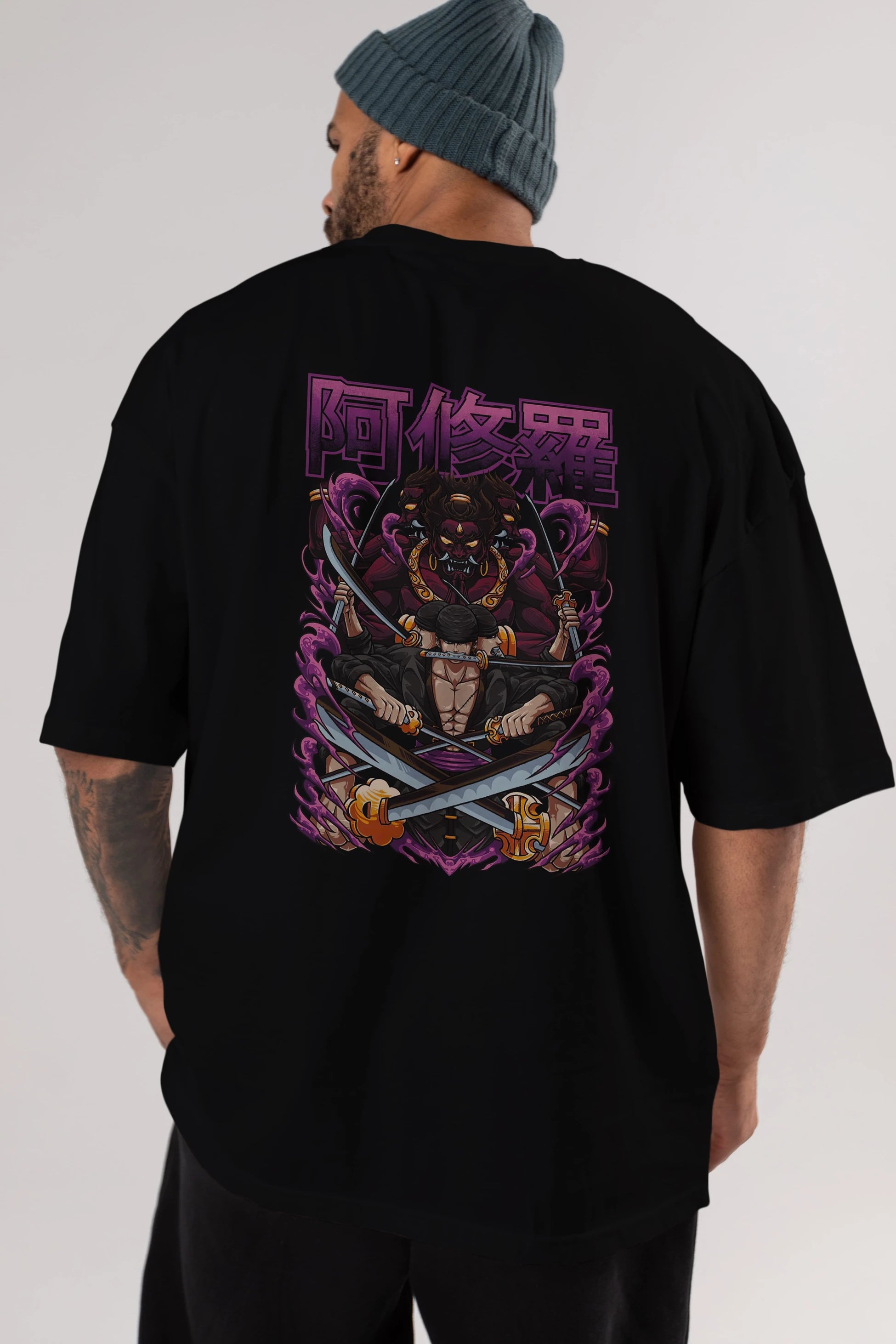 Roronoa Zoro 1 Anime Arka Baskılı Oversize t-shirt Erkek Kadın Unisex