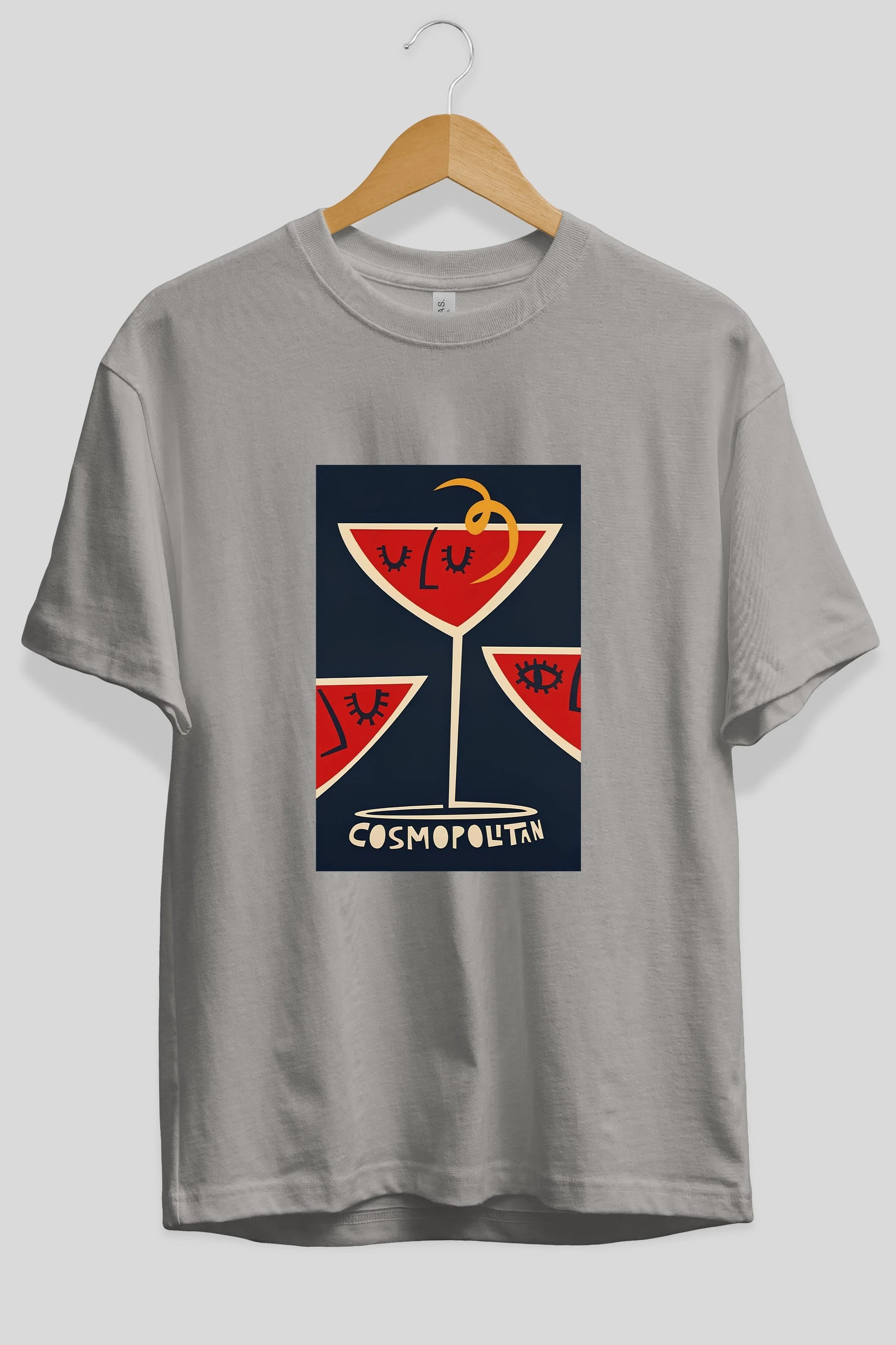 Cosmopolitan 4 Ön Baskılı Oversize t-shirt Erkek Kadın Unisex %100 Pamuk Bisiklet Yaka tişort