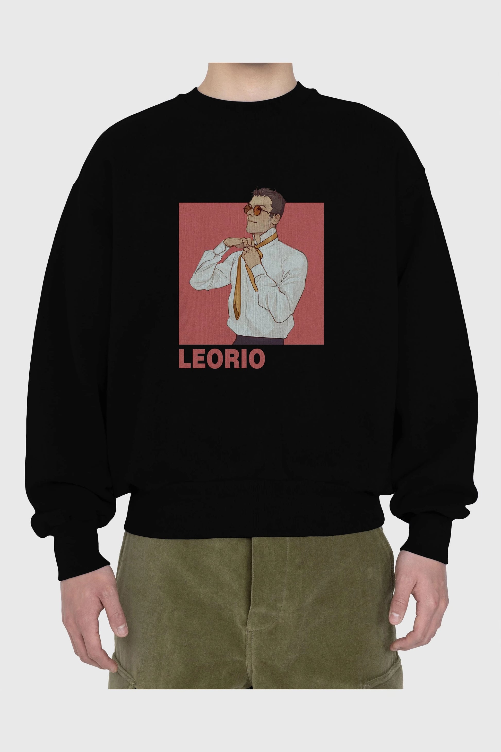 Leorio Paladiknight 5 Anime Ön Baskılı Oversize Sweatshirt Erkek Kadın Unisex