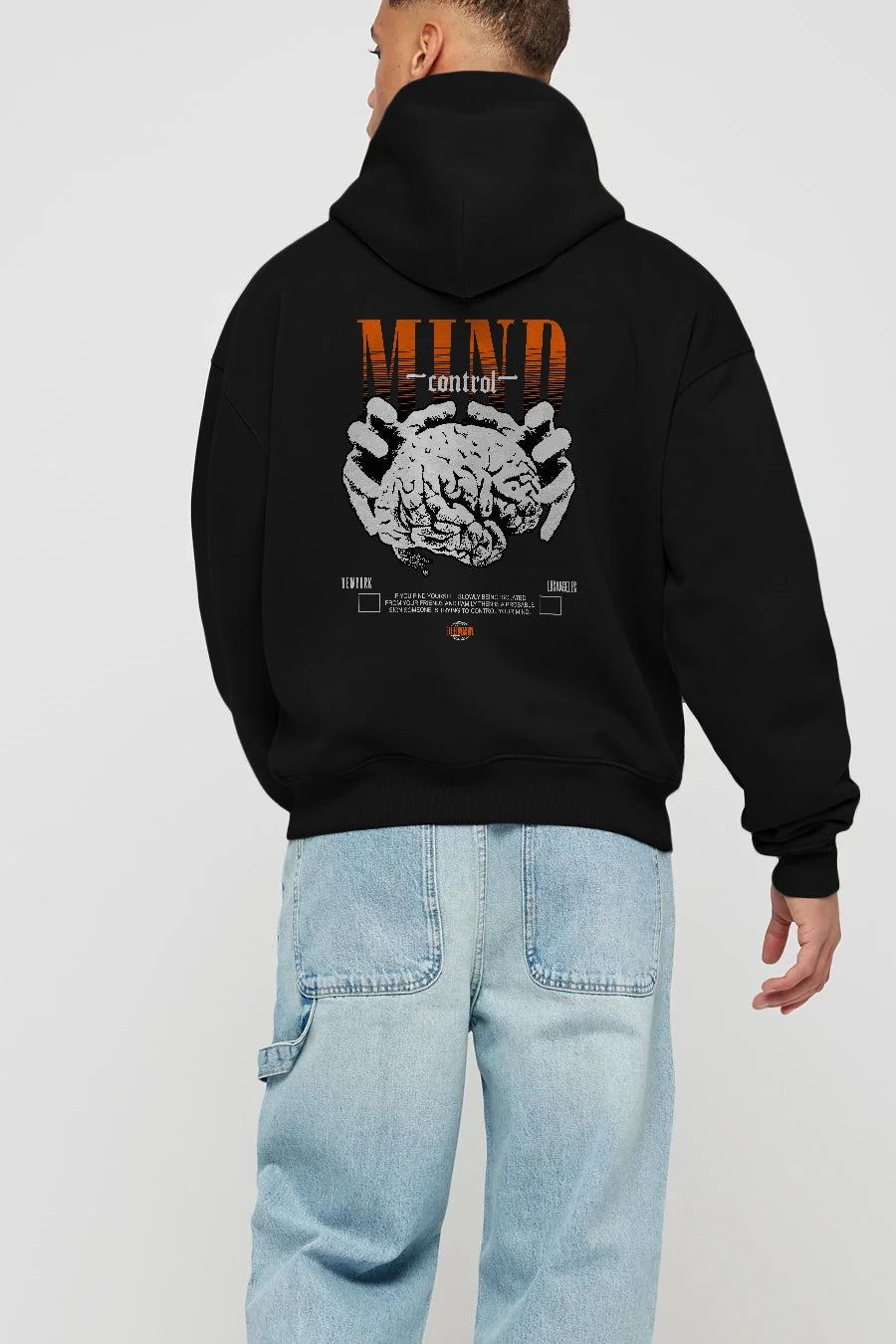Mind Control Arka Baskılı Hoodie Oversize Kapüşonlu Sweatshirt Erkek Kadın Unisex