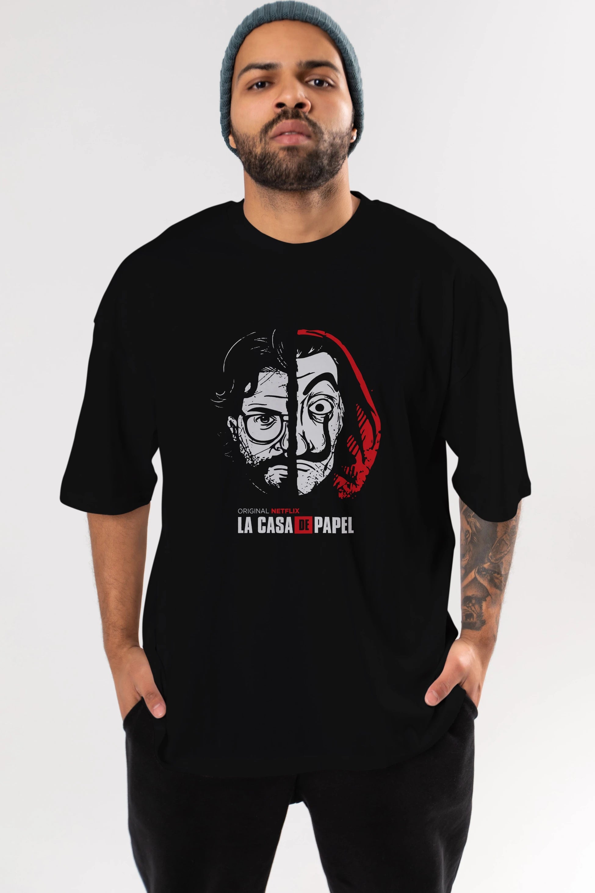 La Casa De Papel (9) Ön Baskılı Oversize t-shirt Erkek Kadın Unisex %100 Pamuk Bisiklet Yaka tişort