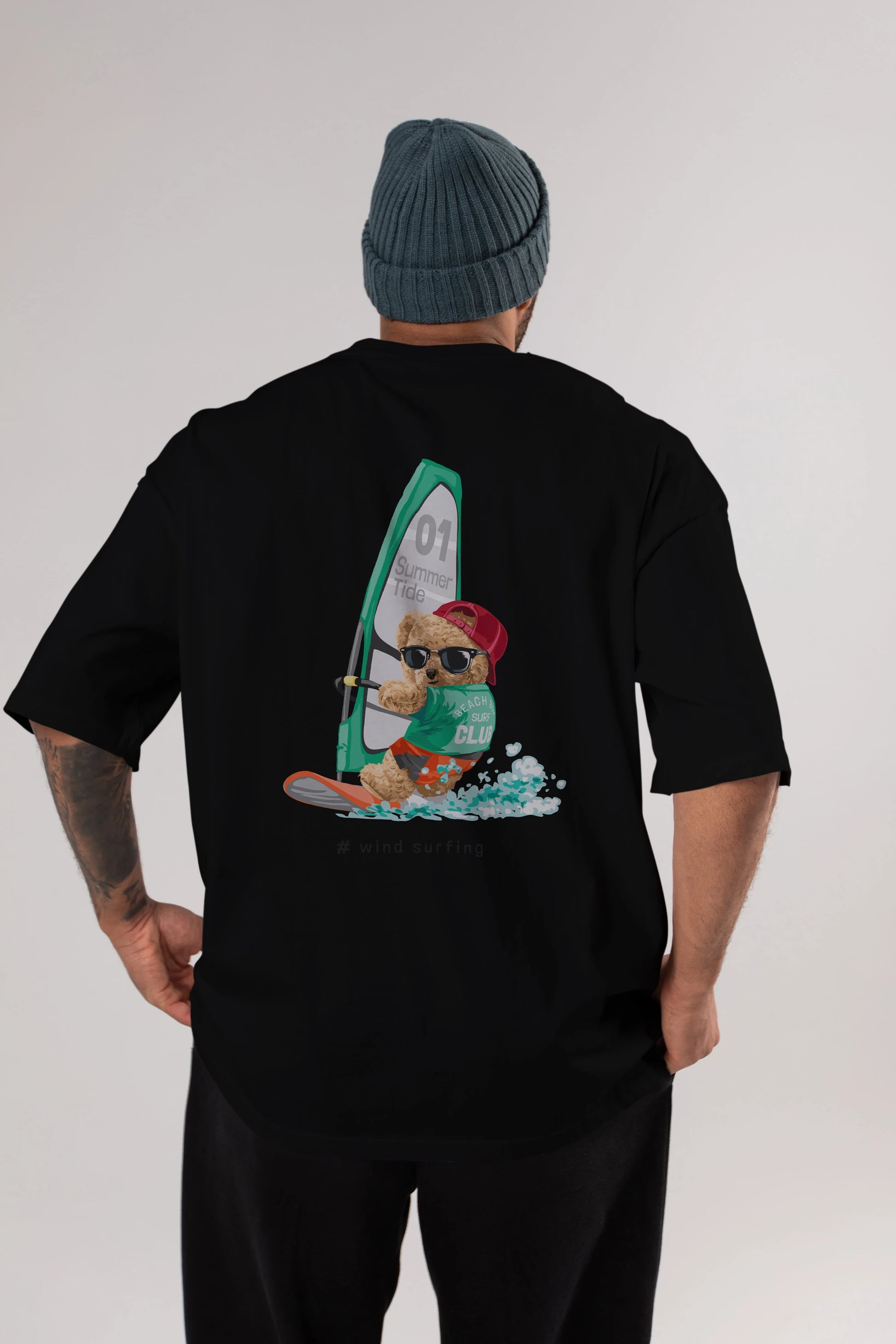 Teddy Bear Summer Tide Arka Baskılı Oversize t-shirt Erkek Kadın Unisex %100 Pamuk