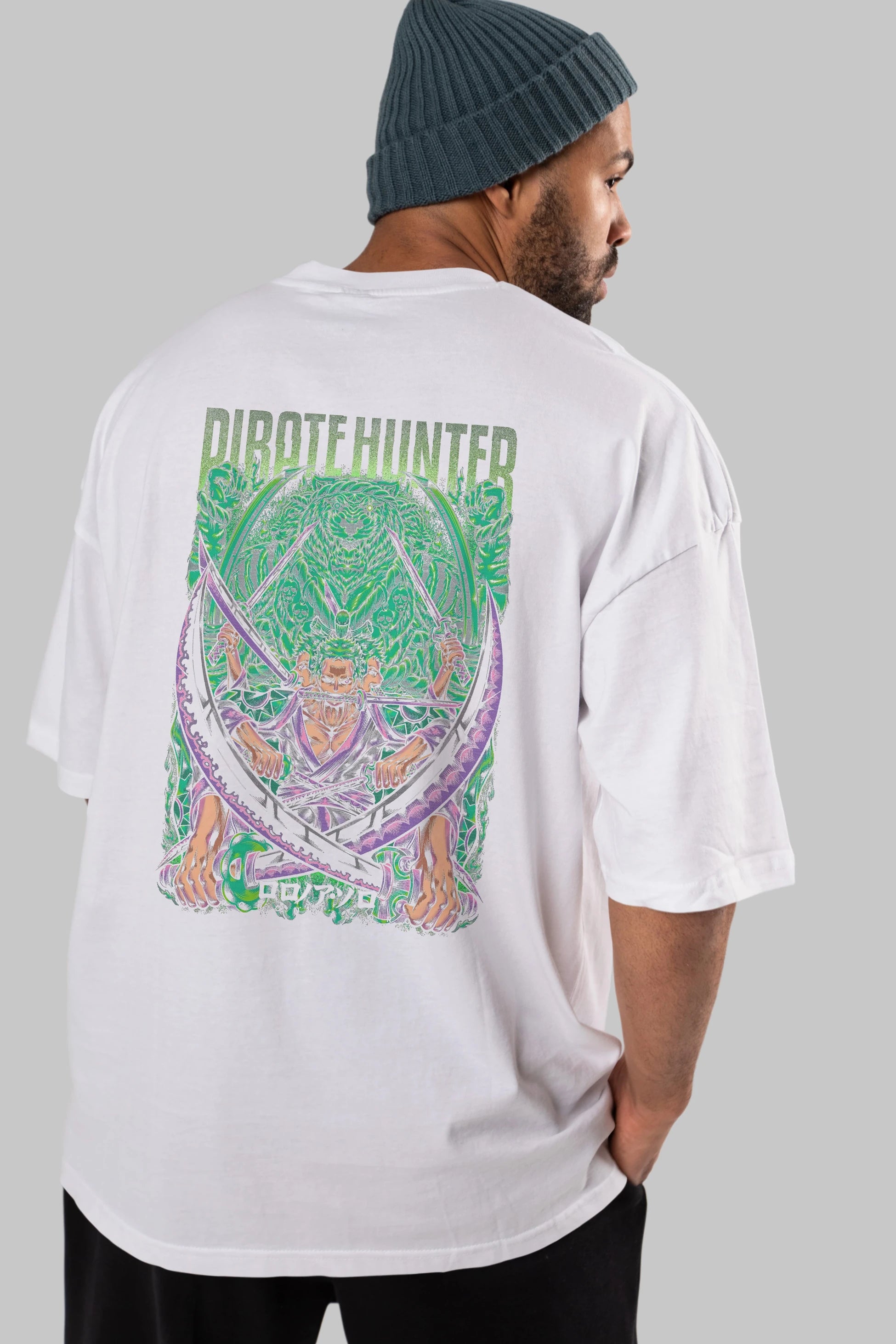 RORONOA ZORO 3 Anime Arka Baskılı Oversize t-shirt Erkek Kadın Unisex