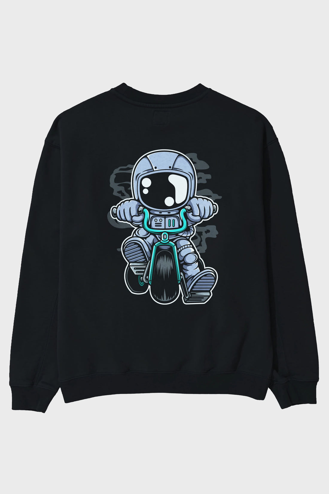Astronaut Biker Arka Baskılı Oversize Sweatshirt Erkek Kadın Unisex