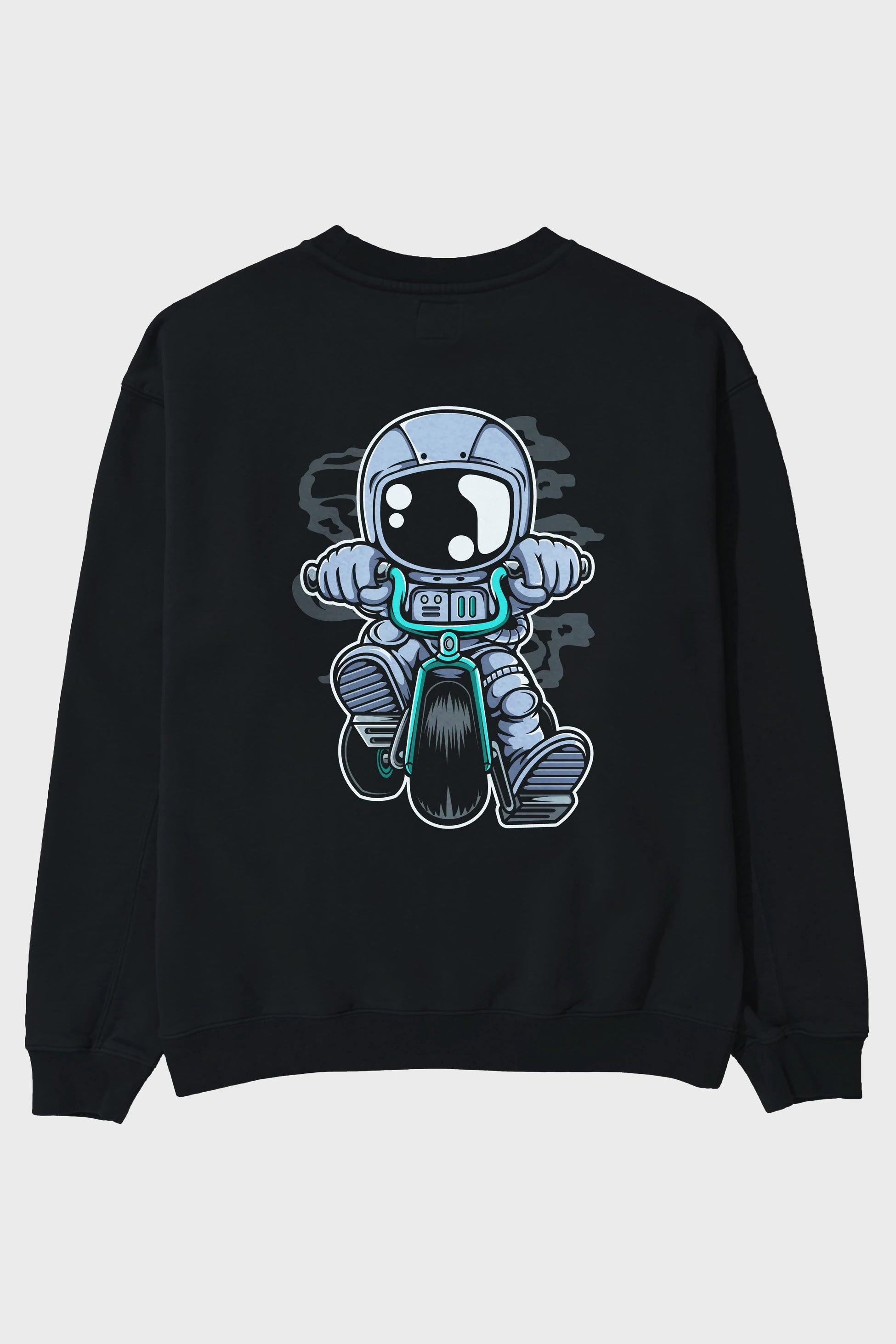 Astronaut Biker Arka Baskılı Oversize Sweatshirt Erkek Kadın Unisex