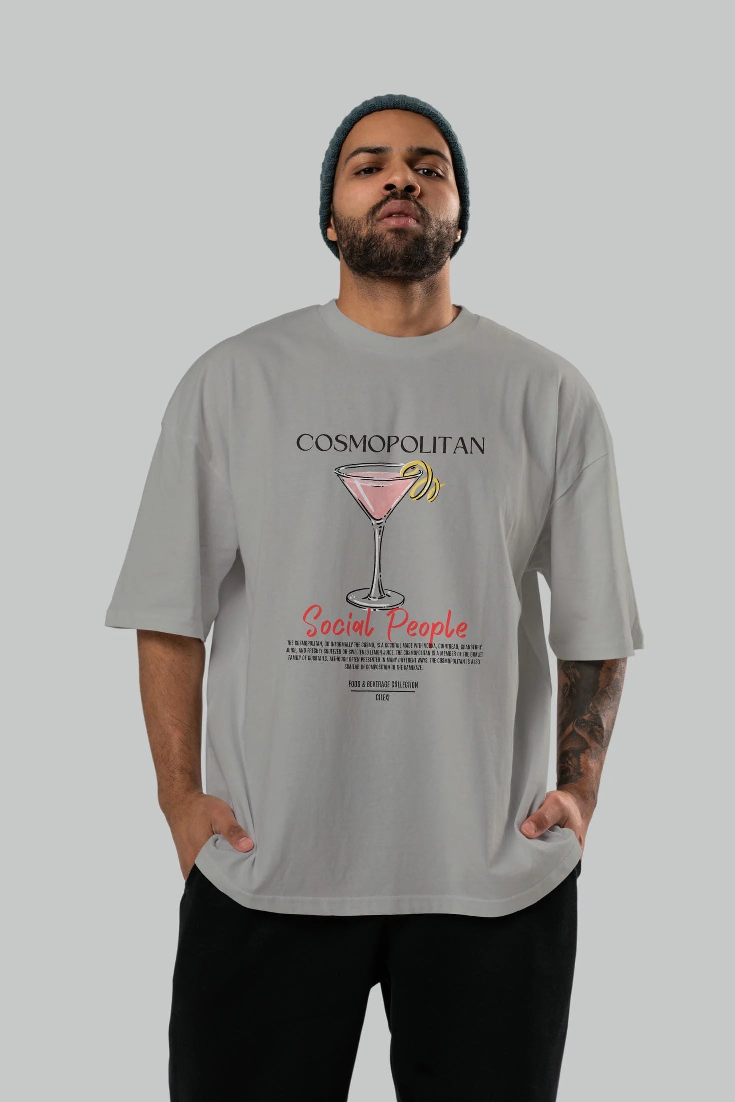 Cosmopolıtan Kokteyl Serisi ön Baskılı Oversize t-shirt Erkek Kadın %100 Pamuk Bisiklet Yaka tişort