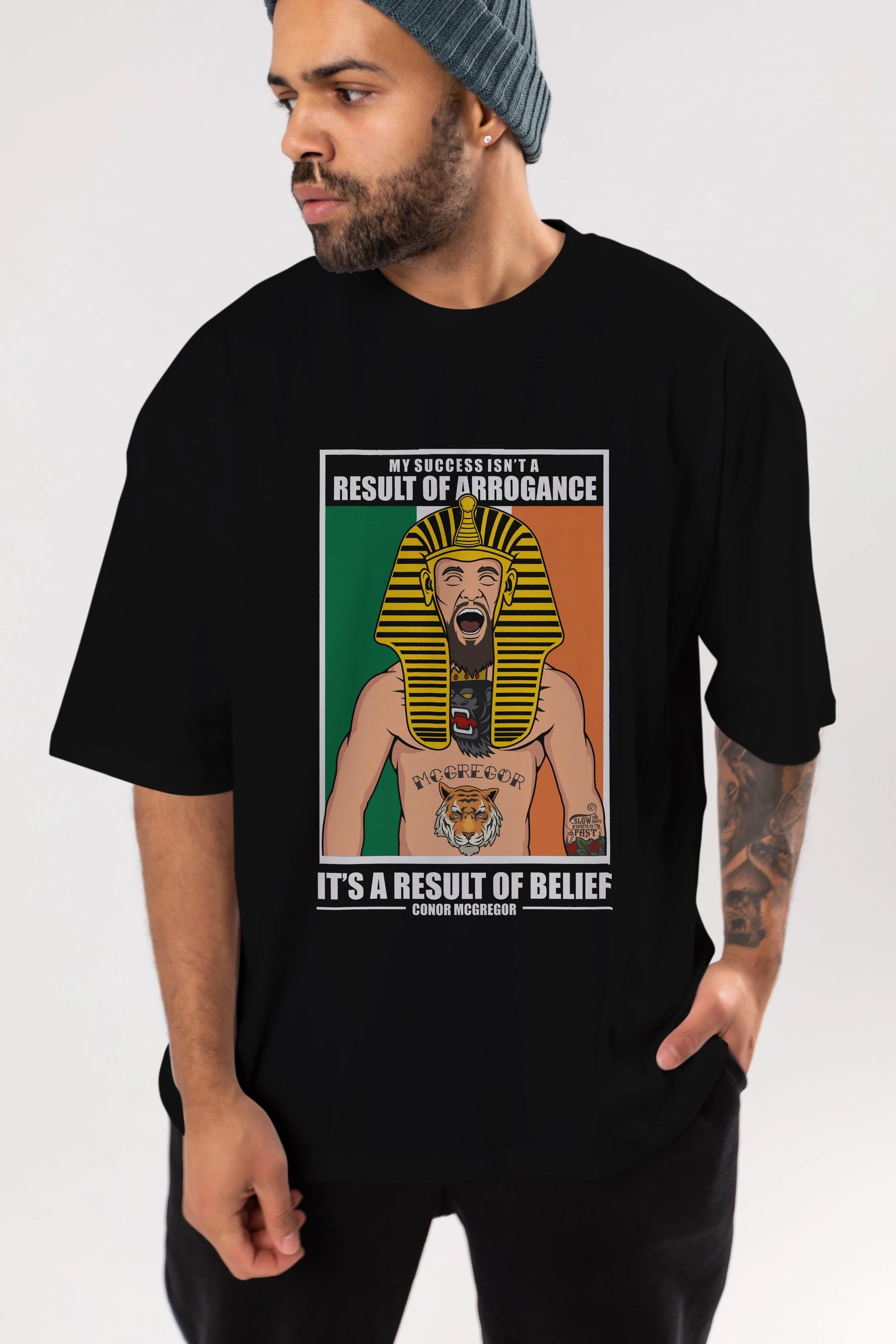 McGregor Pharaoh Ön Baskılı Oversize t-shirt Erkek Kadın Unisex %100 Pamuk tişort