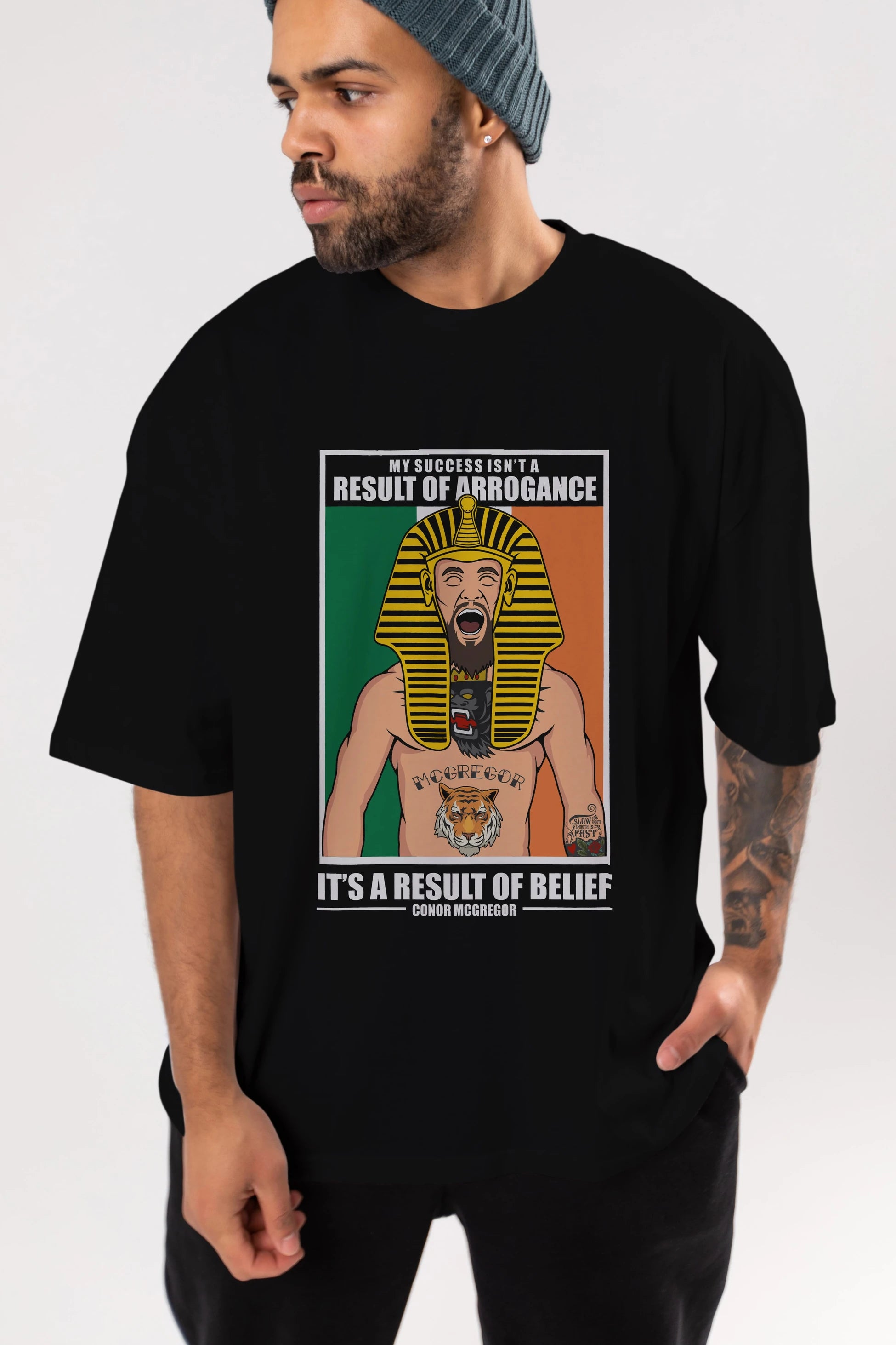 McGregor Pharaoh Ön Baskılı Oversize t-shirt Erkek Kadın Unisex %100 Pamuk tişort