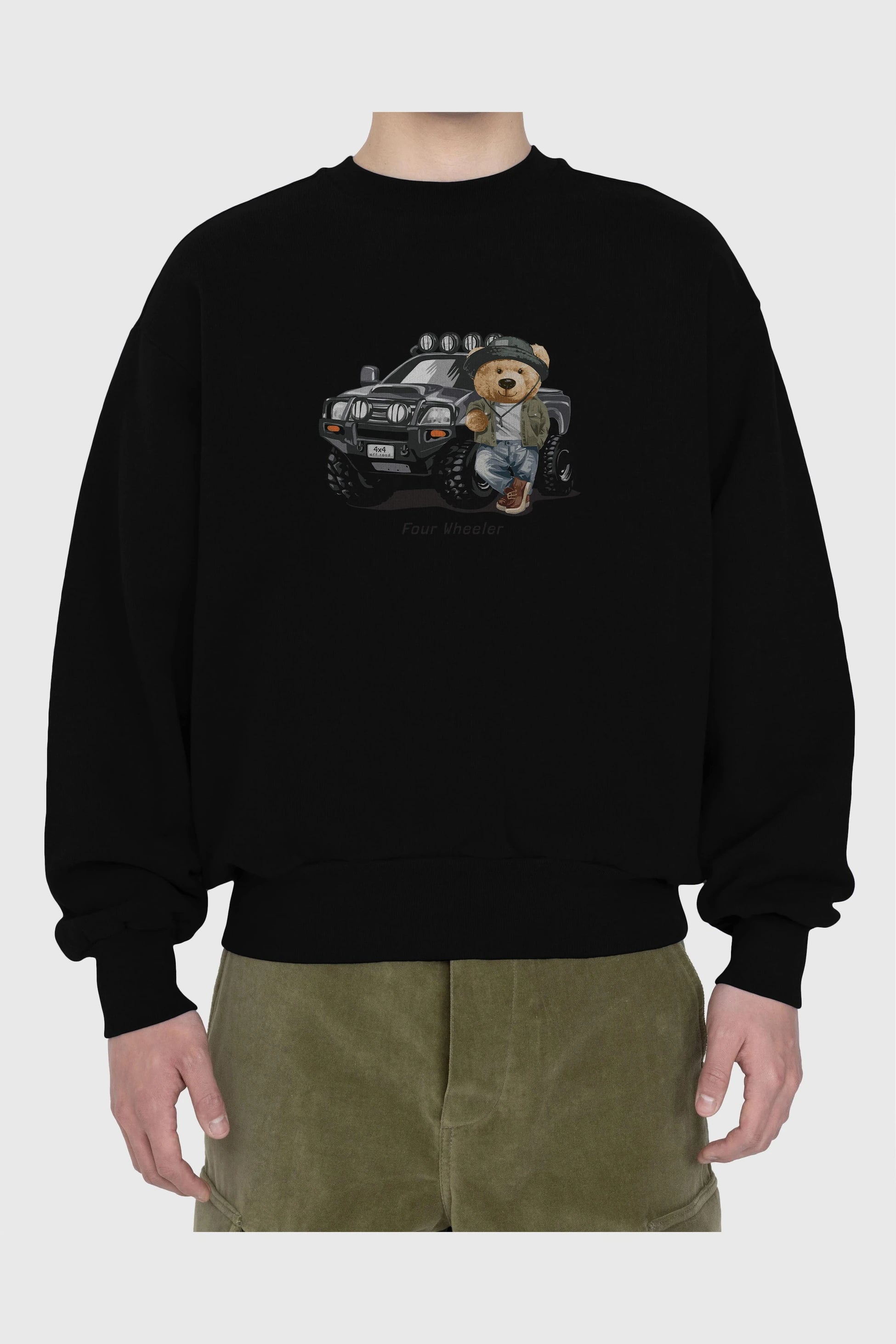 Teddy Bear Off Road Ön Baskılı Oversize Sweatshirt Erkek Kadın Unisex