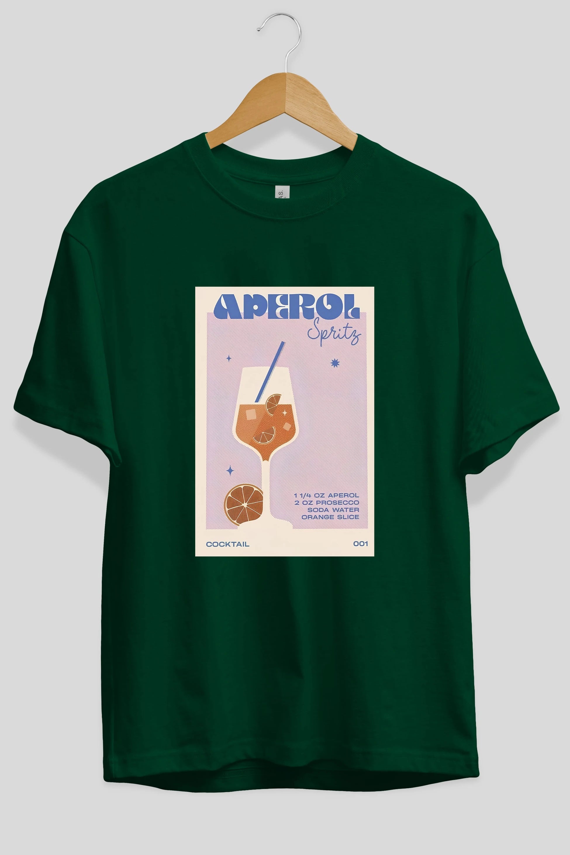 Aperol Spritz Ön Baskılı Oversize t-shirt Erkek Kadın Unisex %100 Pamuk Bisiklet Yaka tişort