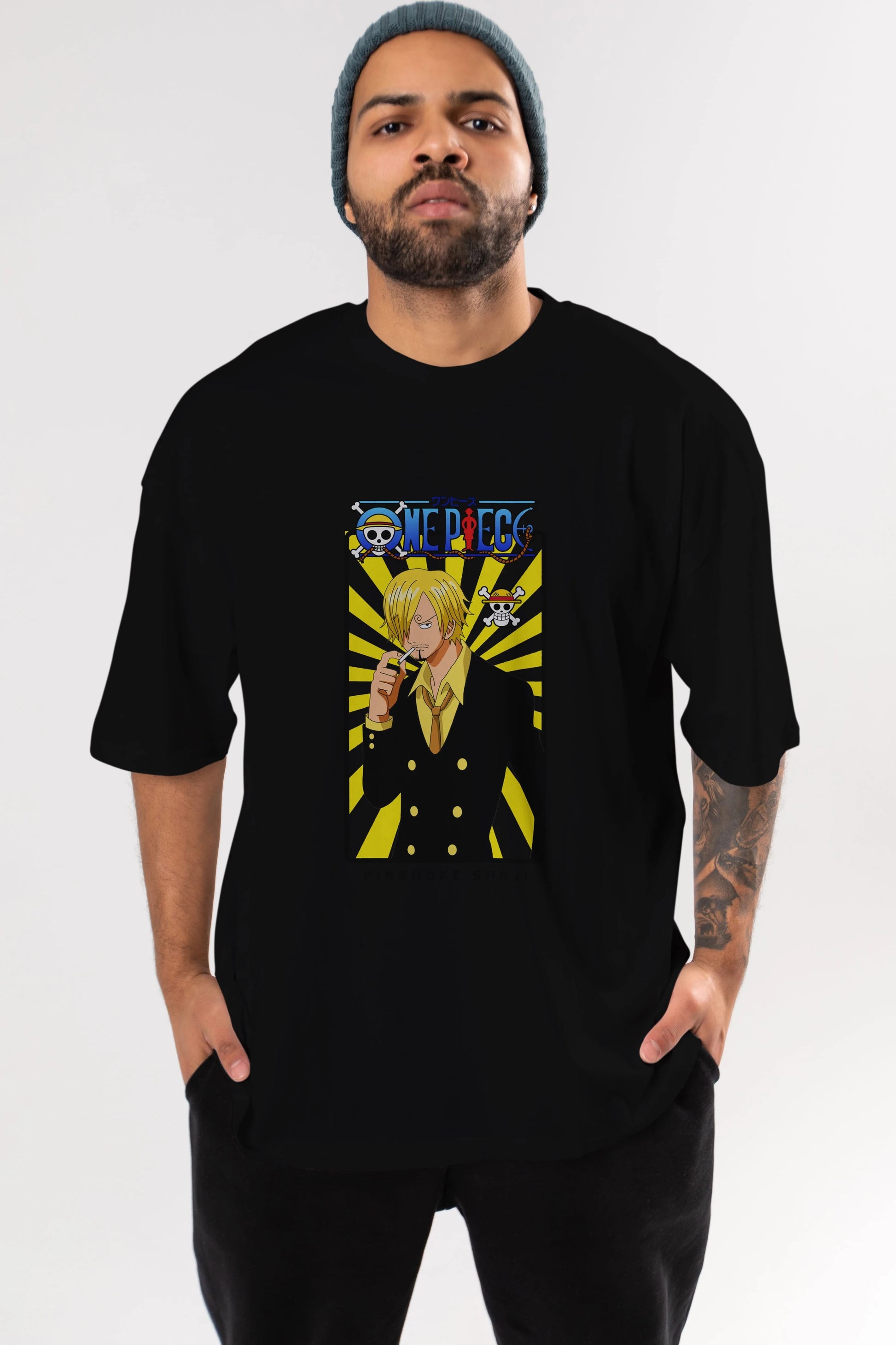 Sanji 4 Anime Ön Baskılı Oversize t-shirt Erkek Kadın Unisex