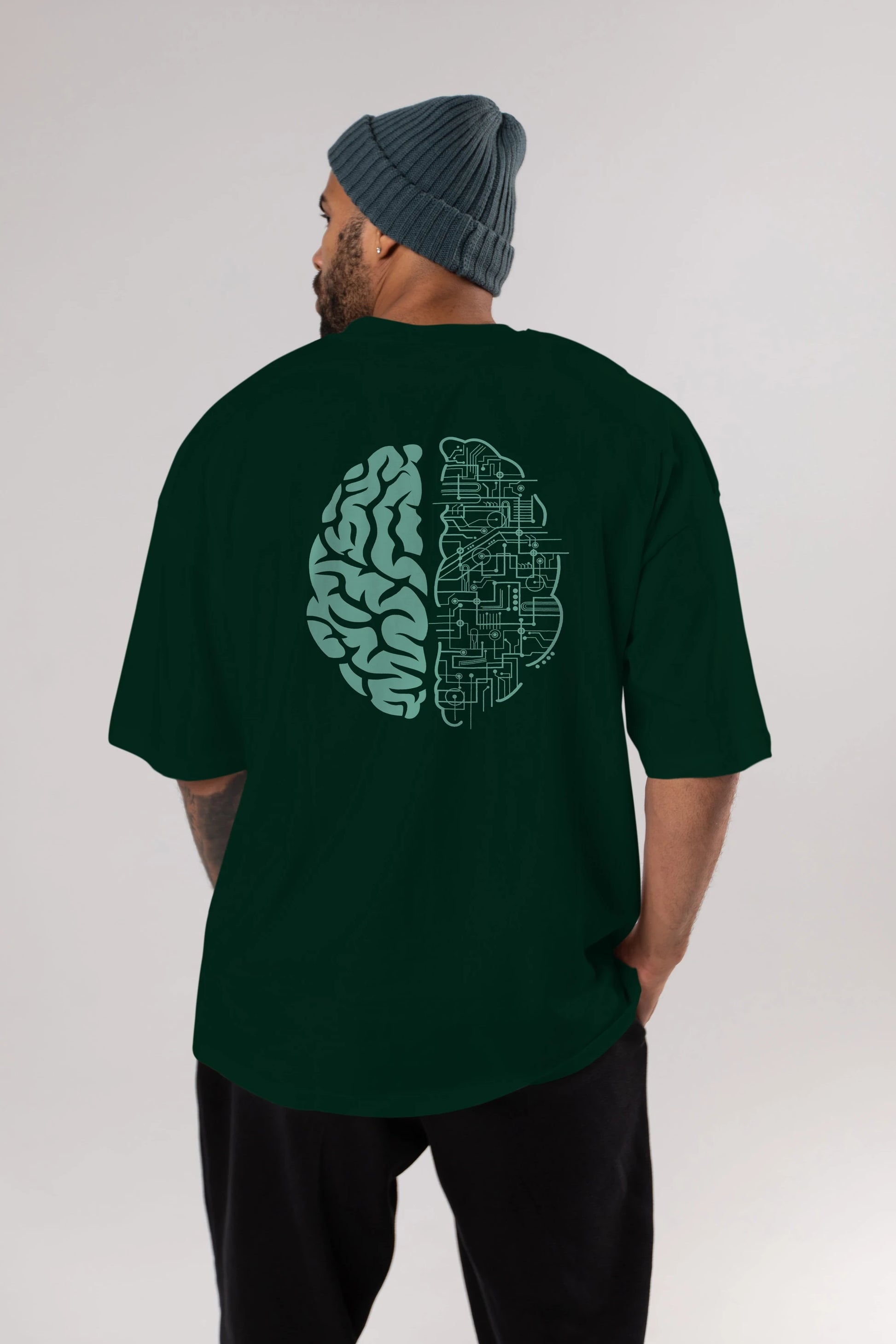 Electric Brain Arka Baskılı Oversize t-shirt %100 pamuk Erkek Kadın Unisex