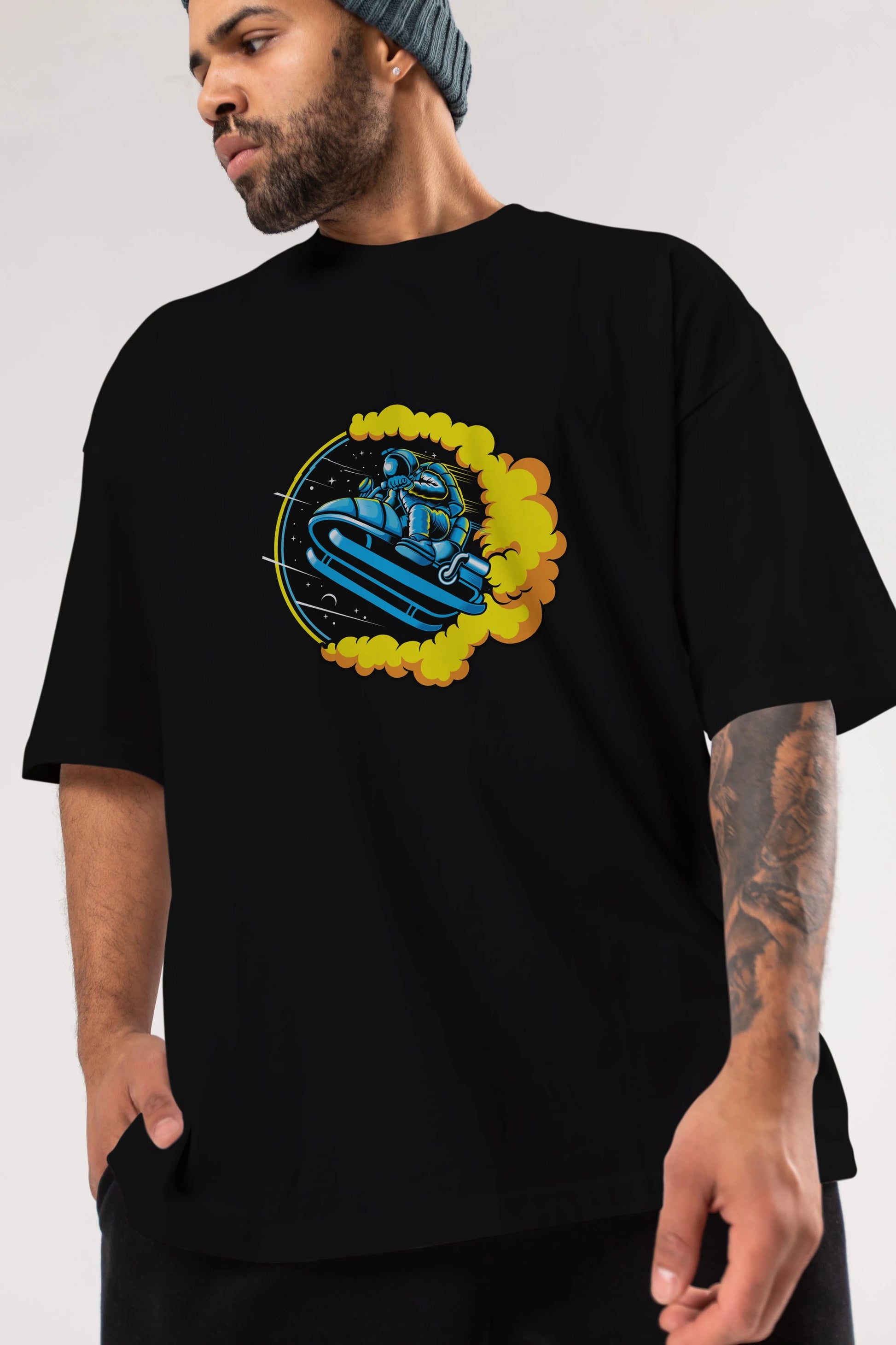 Astrojump with Snowmobile Ön Baskılı Oversize t-shirt Erkek Kadın Unisex