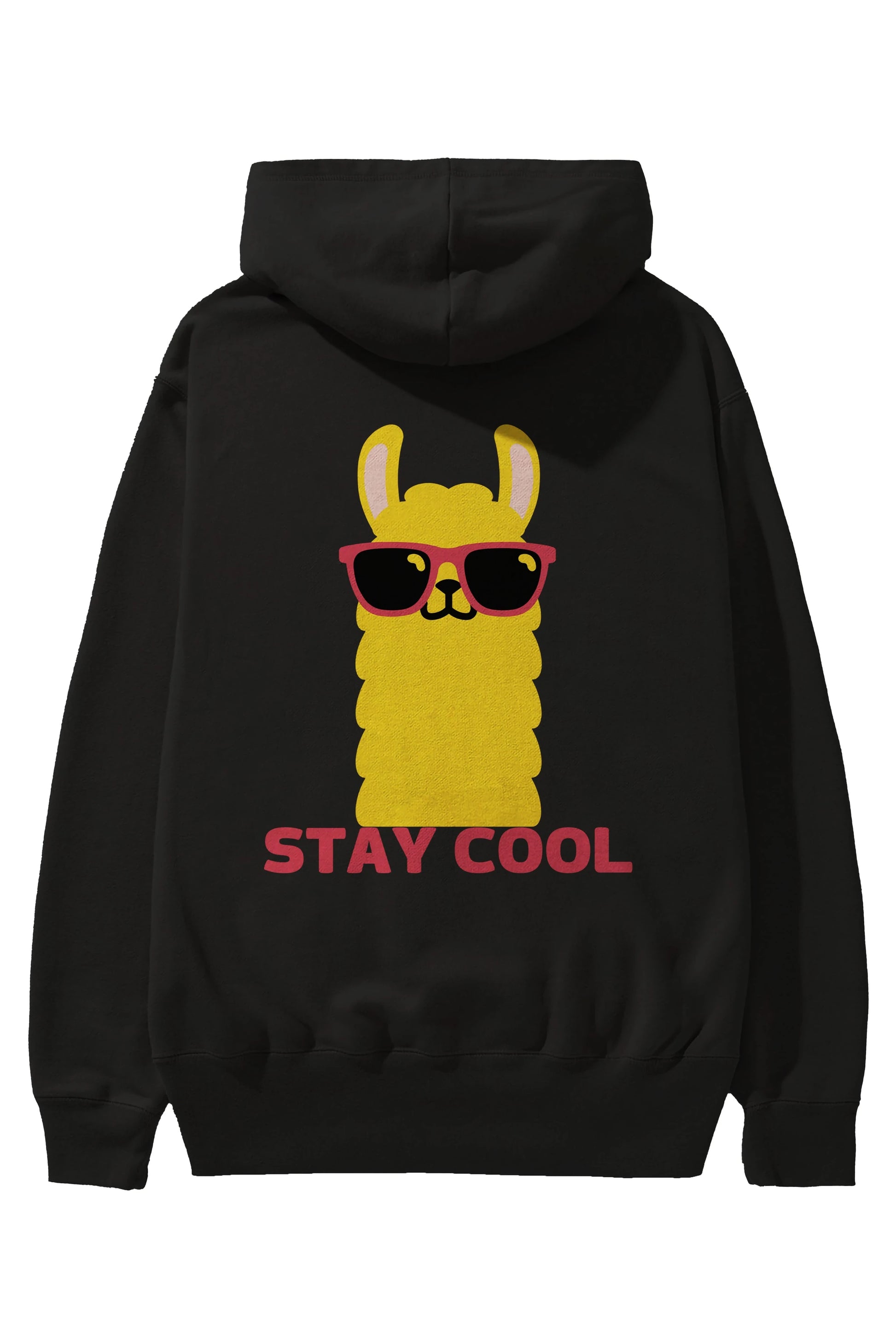 Stay Cool Yazılı Lama Arka Baskılı Oversize Hoodie Kapüşonlu Sweatshirt Erkek Kadın Unisex