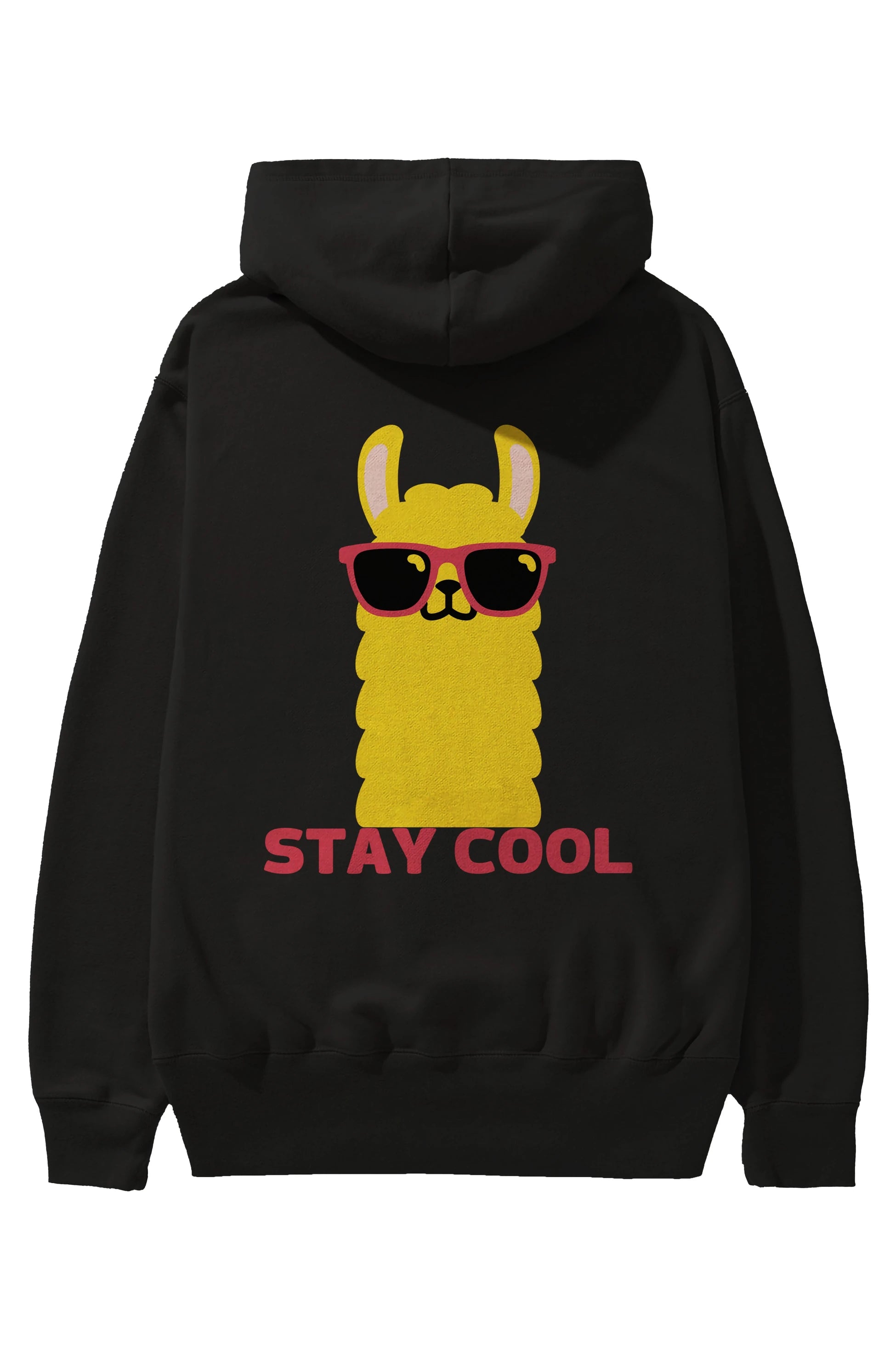 Stay Cool Yazılı Lama Arka Baskılı Oversize Hoodie Kapüşonlu Sweatshirt Erkek Kadın Unisex