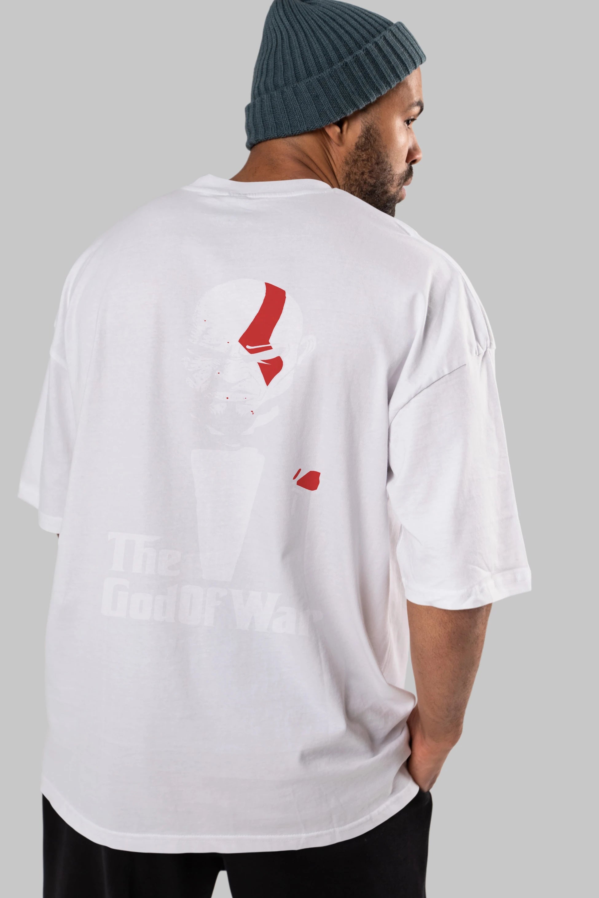 The God of War Arka Baskılı Oversize t-shirt Erkek Kadın Unisex %100 Pamuk Bisiklet Yaka tişort
