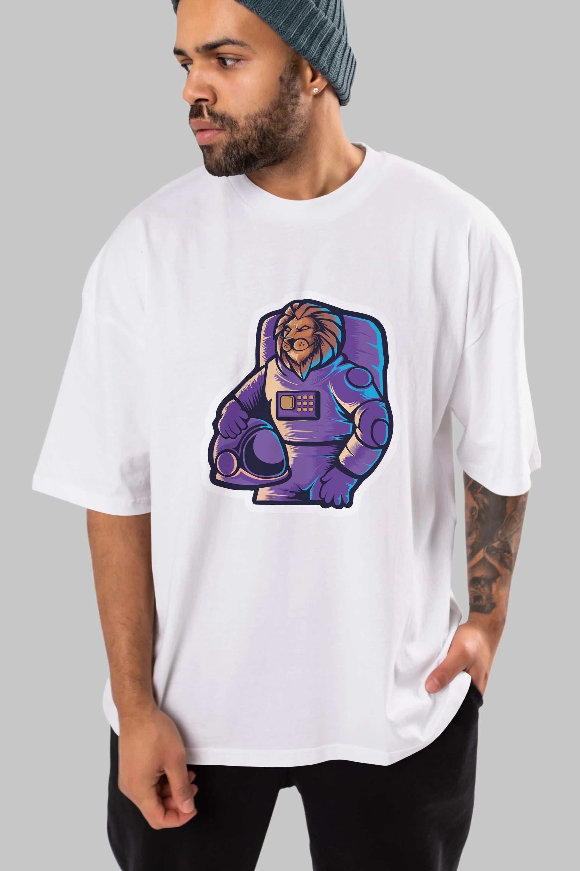 Astroking Sticker Ön Baskılı Oversize t-shirt Erkek Kadın Unisex