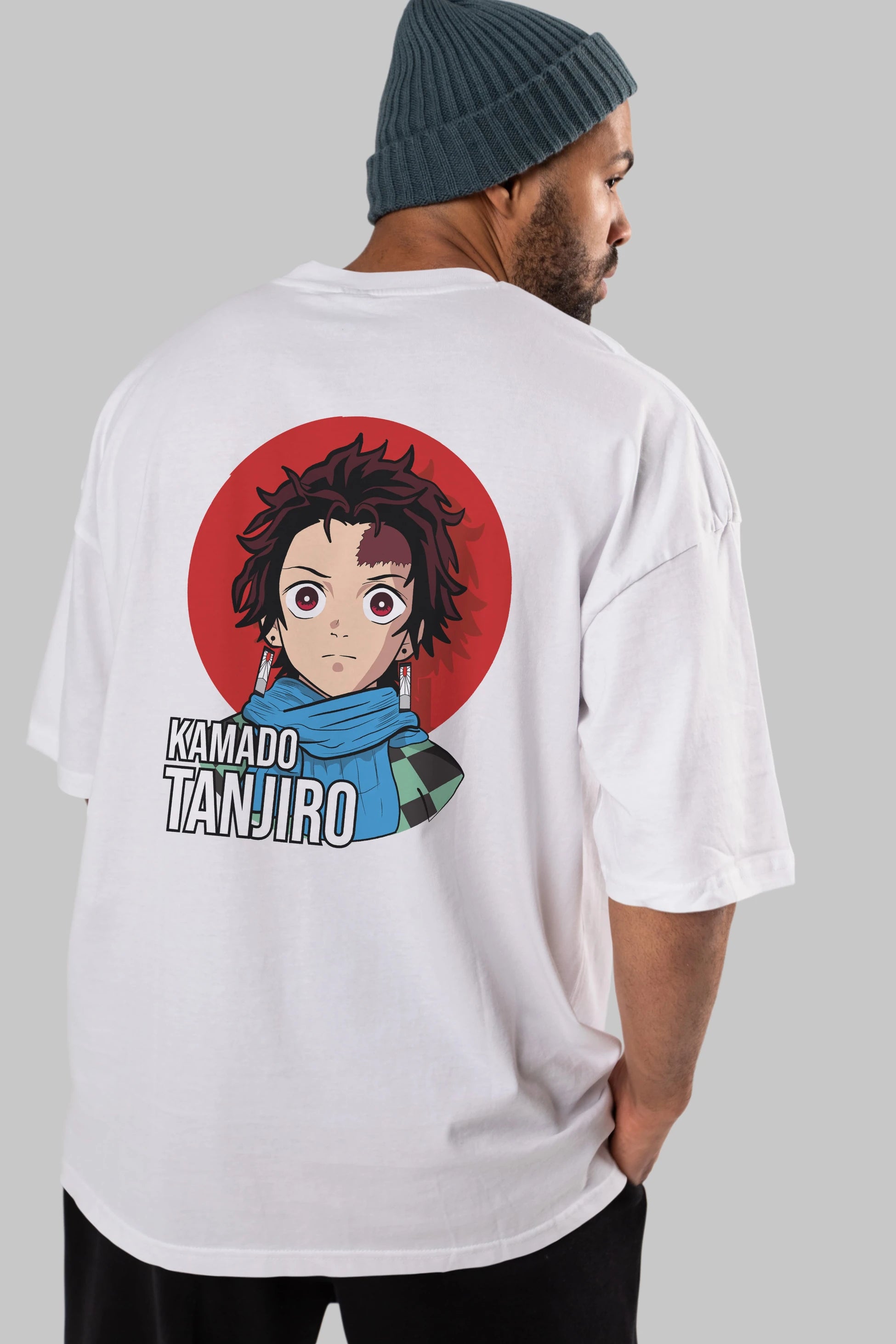 TANJIRO KAMADO Anime Arka Baskılı Oversize t-shirt Erkek Kadın Unisex