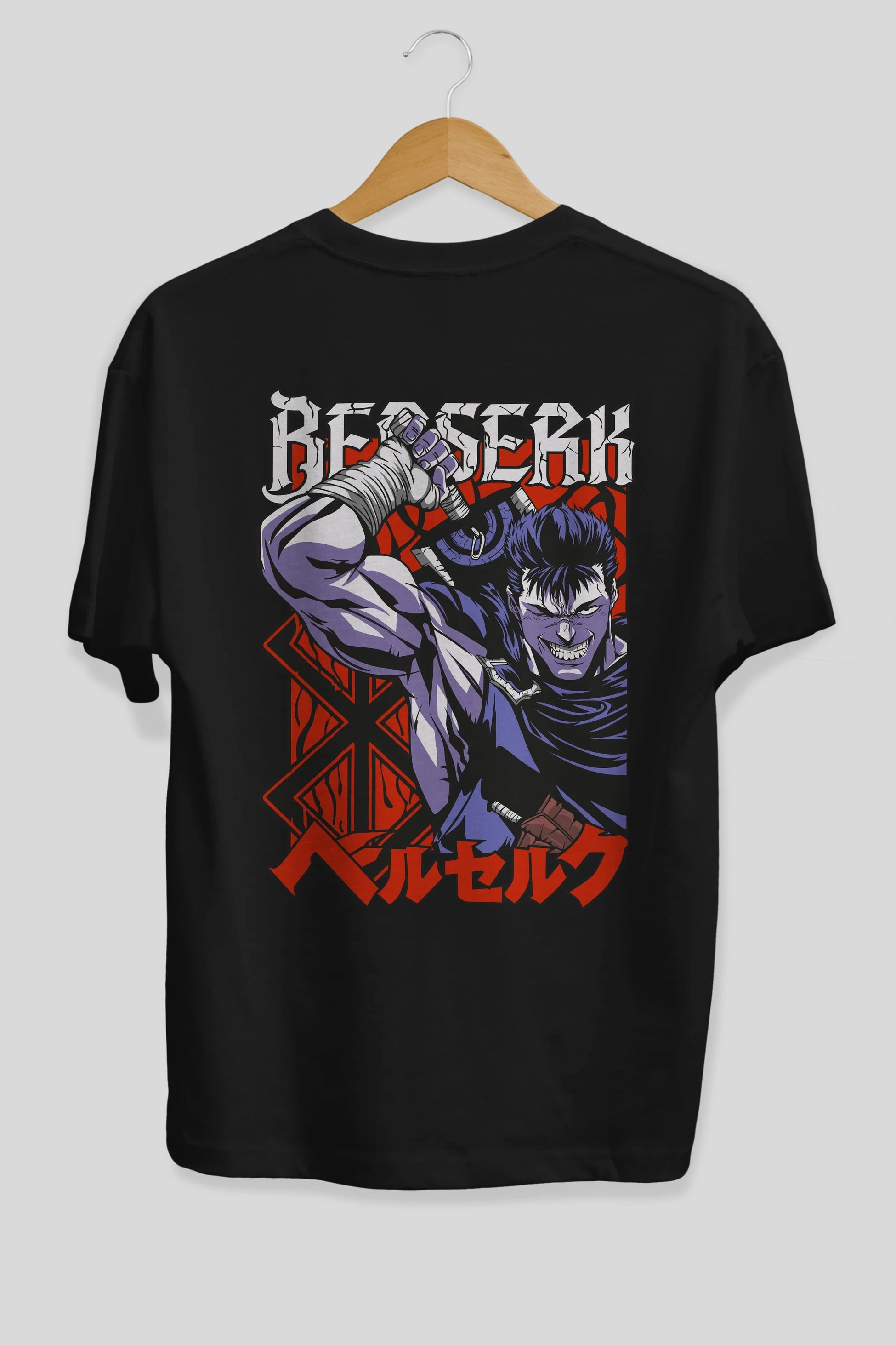 GUTS berserk Anime Arka Baskılı Oversize t-shirt Erkek Kadın Unisex