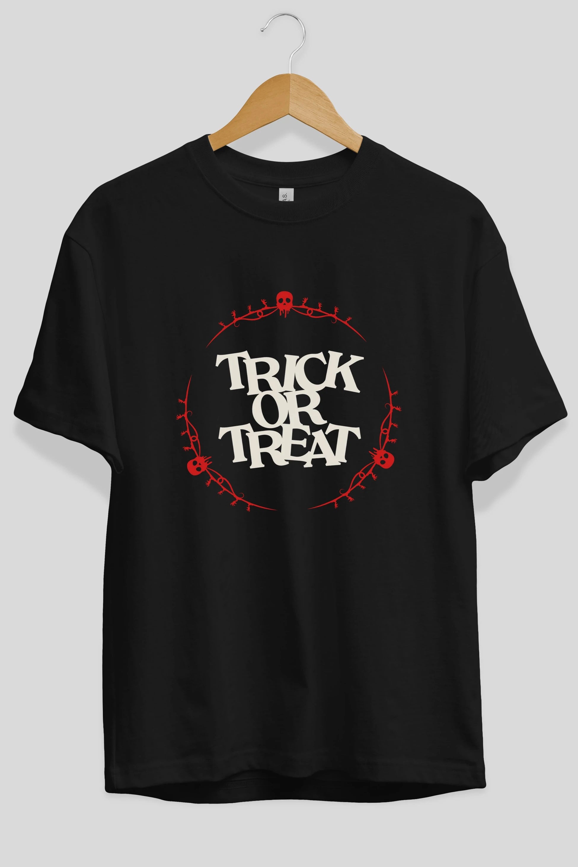 Trick or Treat Yazılı Ön Baskılı Oversize t-shirt Erkek Kadın Unisex