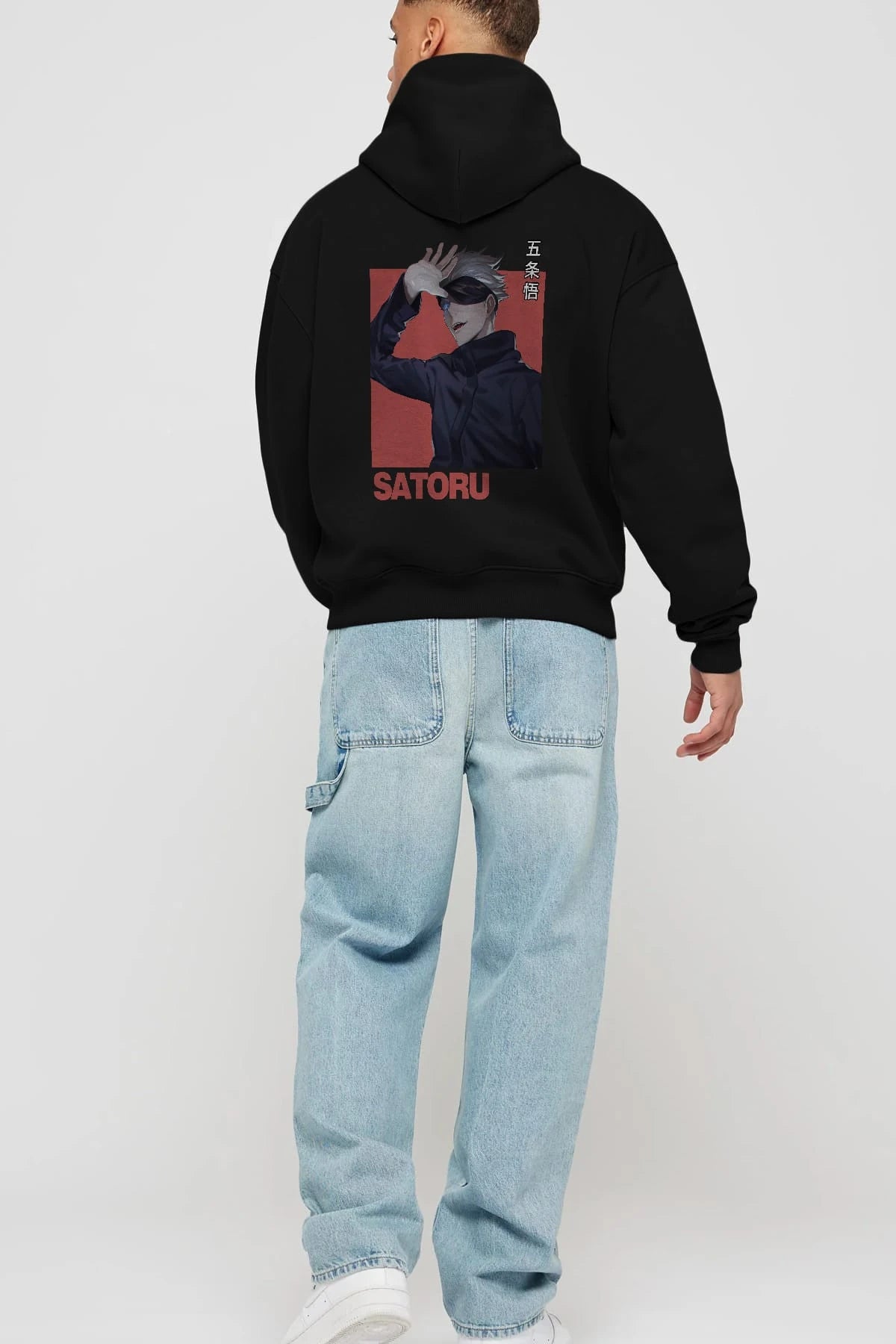 SATORU GOJO 2 Anime Arka Baskılı Hoodie Oversize Kapüşonlu Sweatshirt Erkek Kadın Unisex