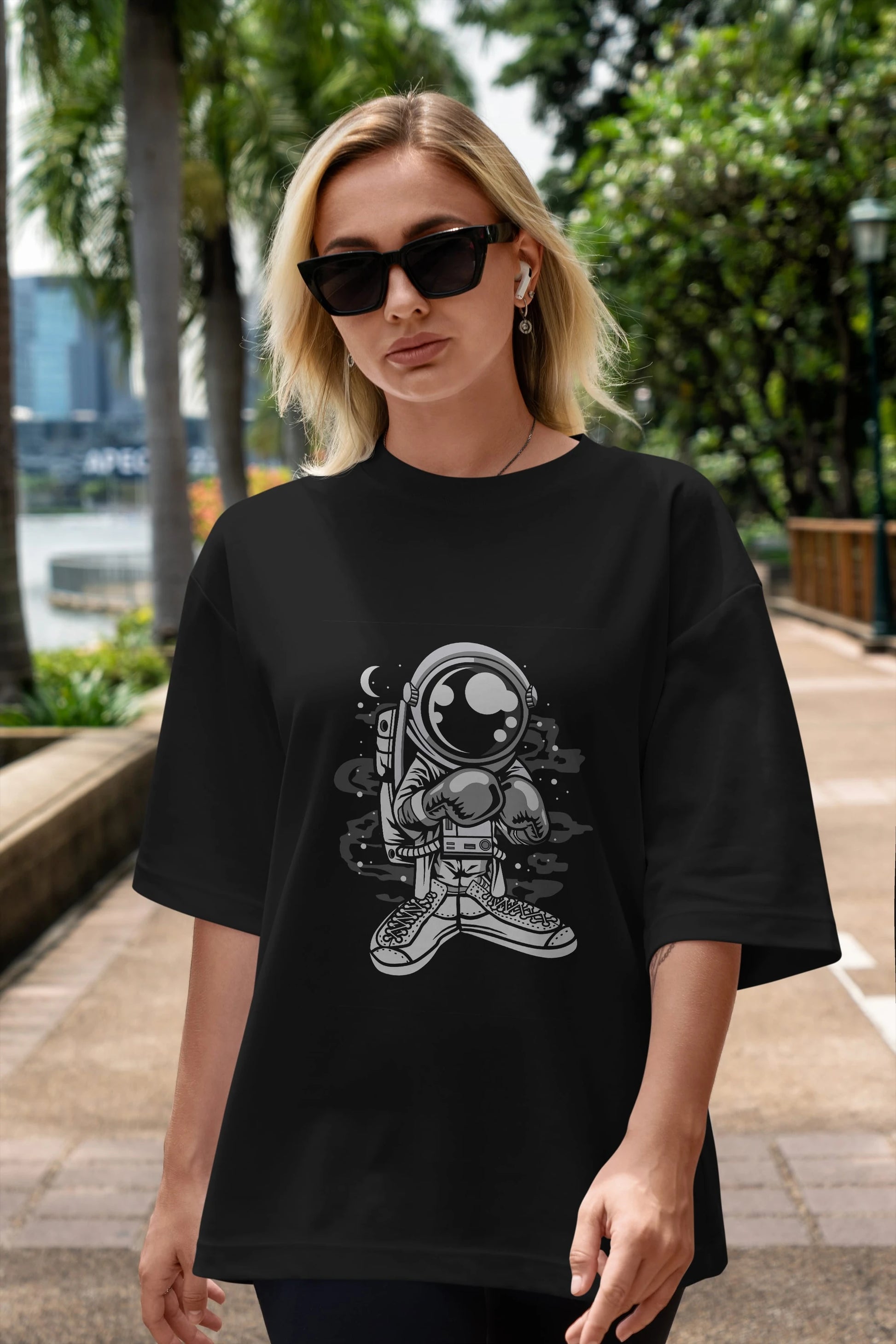 Astronaut Boxer Ön Baskılı Oversize t-shirt Erkek Kadın Unisex