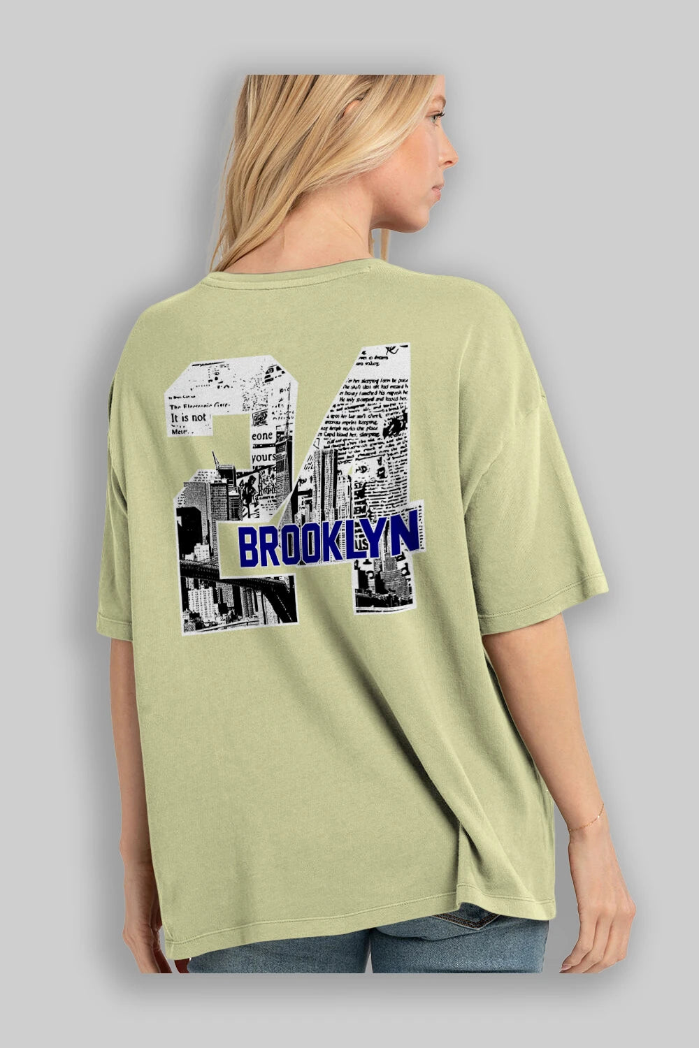 Brooklyn 24 Arka Baskılı Oversize t-shirt Erkek Kadın Unisex