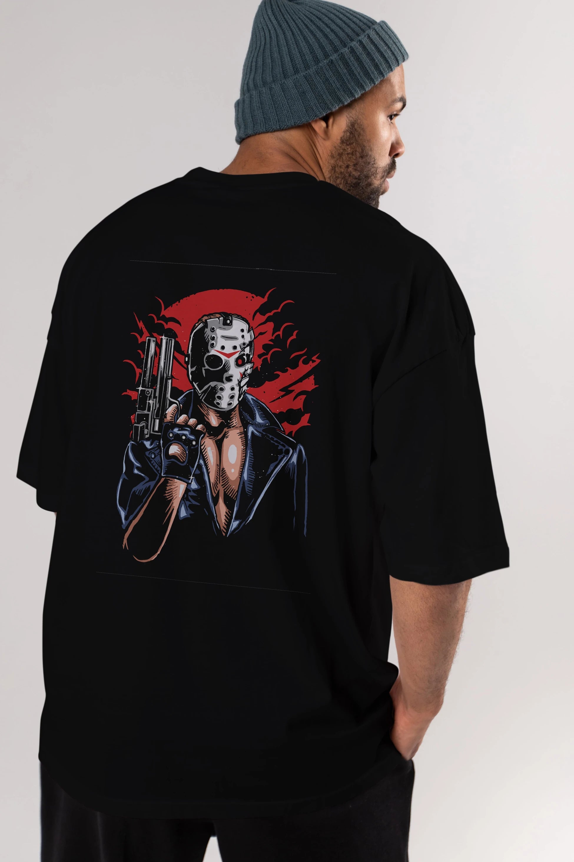 Jason Will Be Back Arka Baskılı Oversize t-shirt Erkek Kadın Unisex %100 Pamuk
