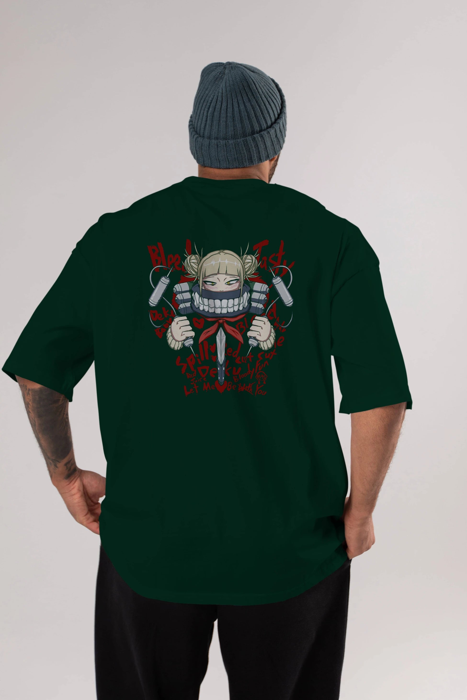 Himiko Toga 1 Anime Arka Baskılı Oversize t-shirt Erkek Kadın Unisex