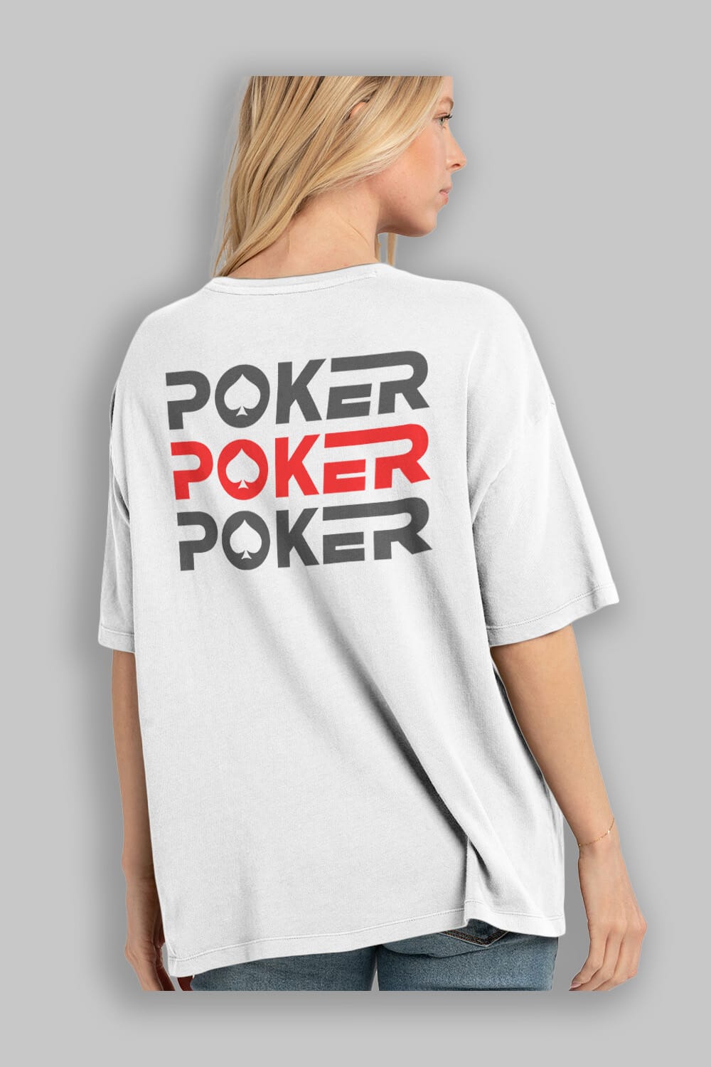 Poker Arka Baskılı Oversize t-shirt Erkek Kadın Unisex