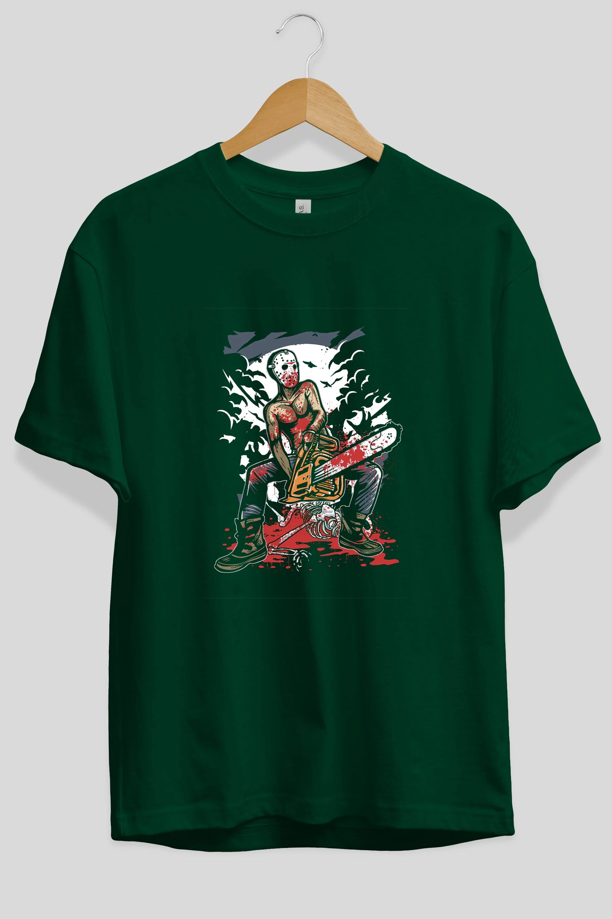 Chainsaw Killer Ön Baskılı Oversize t-shirt Erkek Kadın Unisex %100 Pamuk tişort