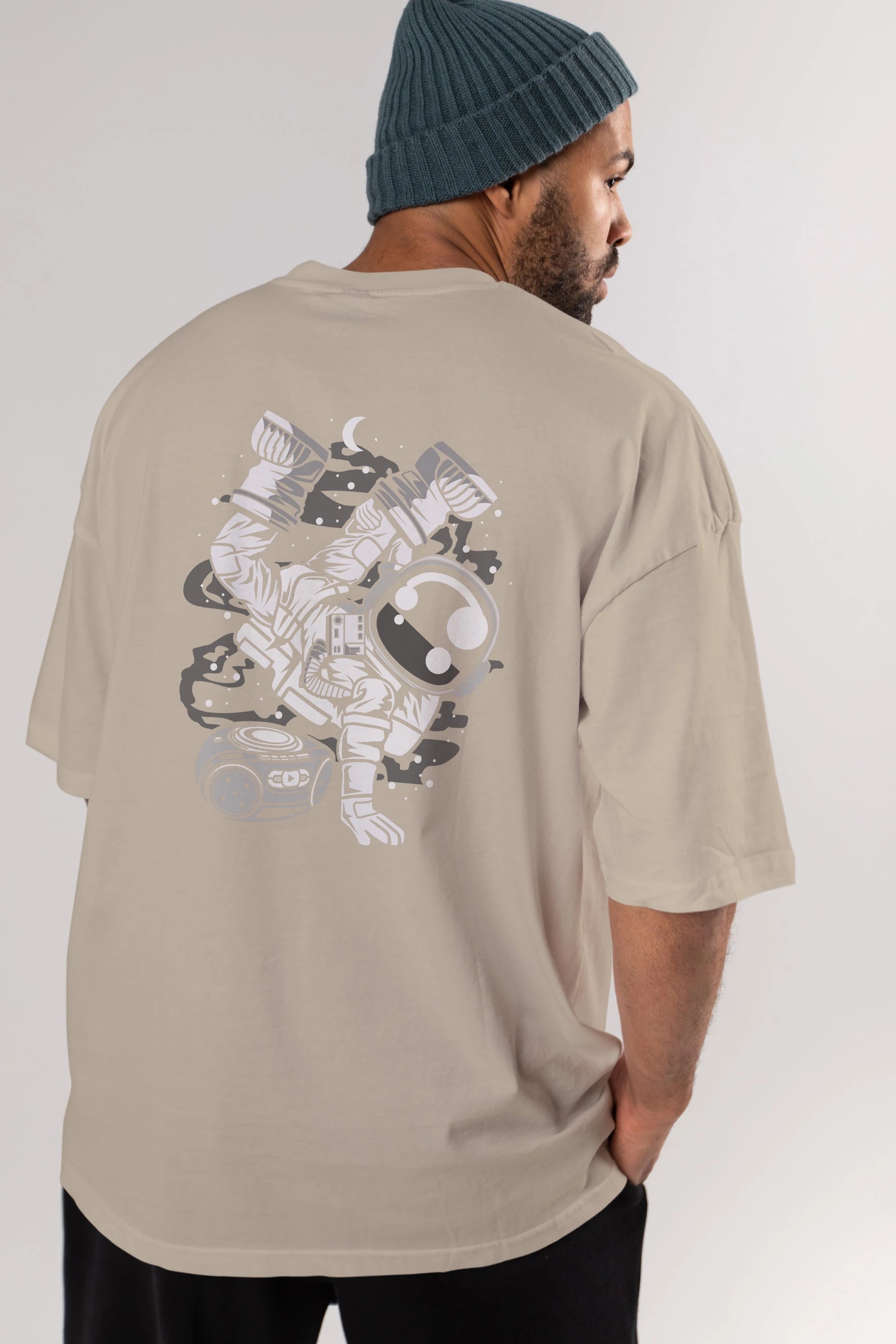 Space Breakdance Arka Baskılı Oversize t-shirt Erkek Kadın Unisex