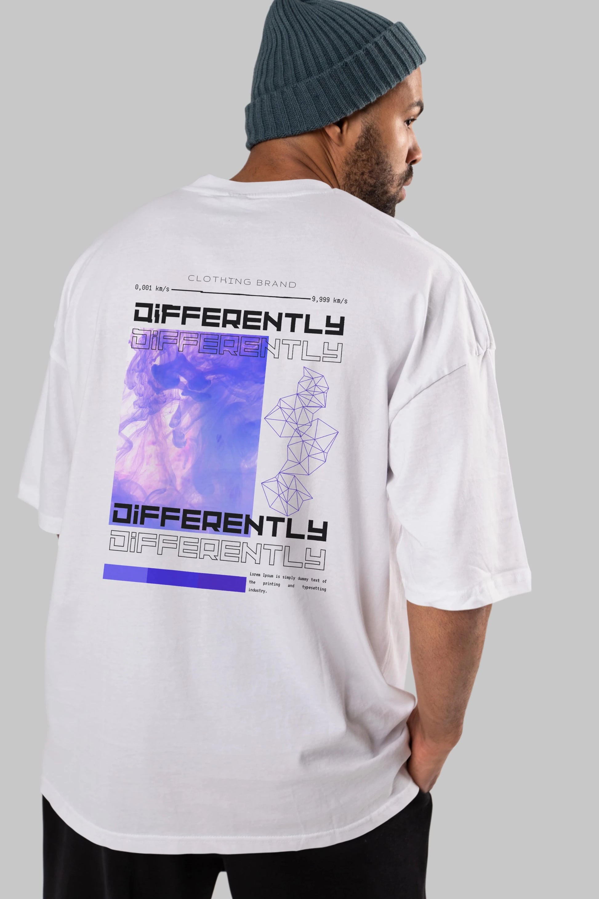 Differently Yazılı Arka Baskılı Oversize t-shirt Erkek Kadın Unisex