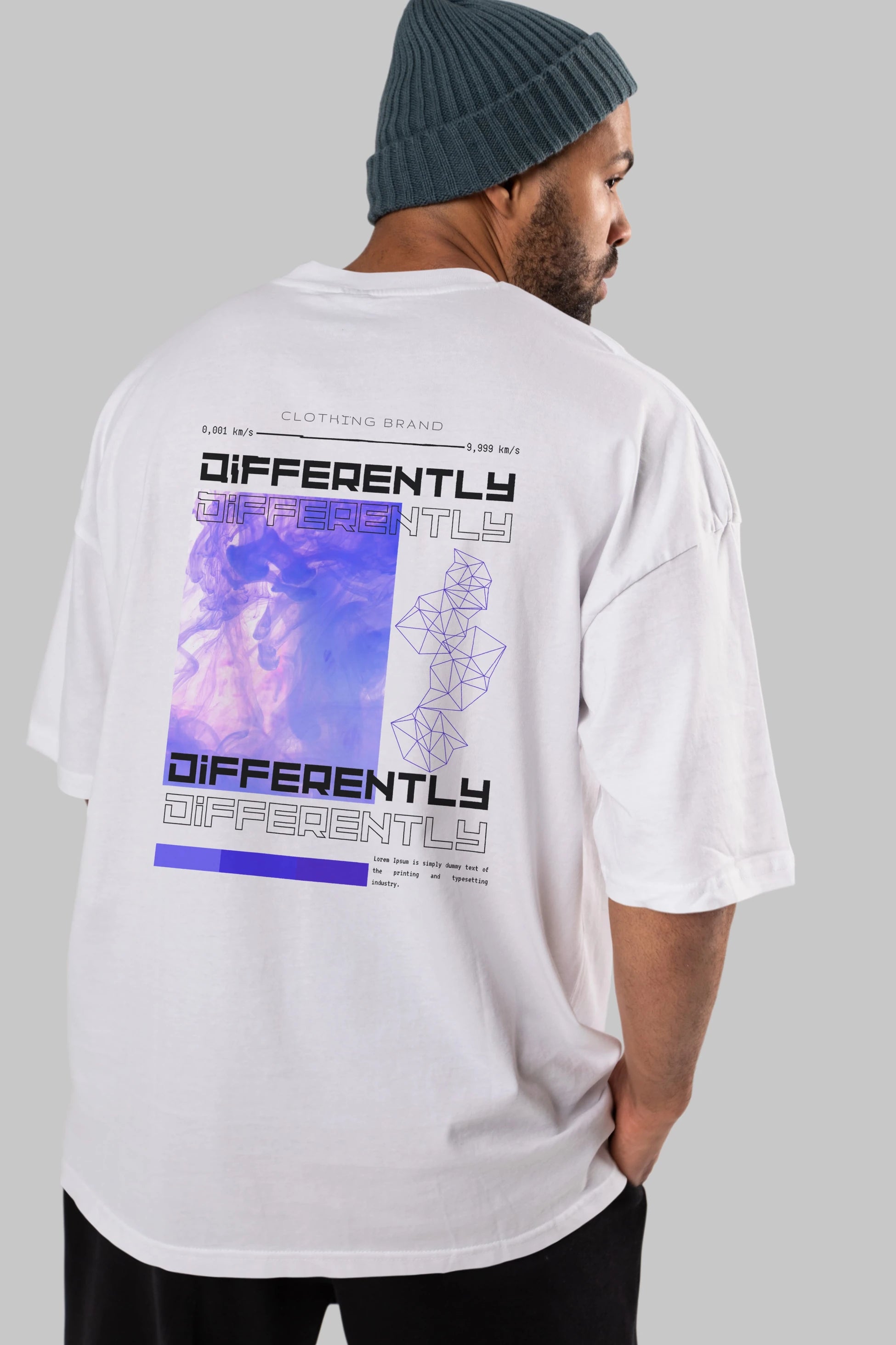 Differently Yazılı Arka Baskılı Oversize t-shirt Erkek Kadın Unisex