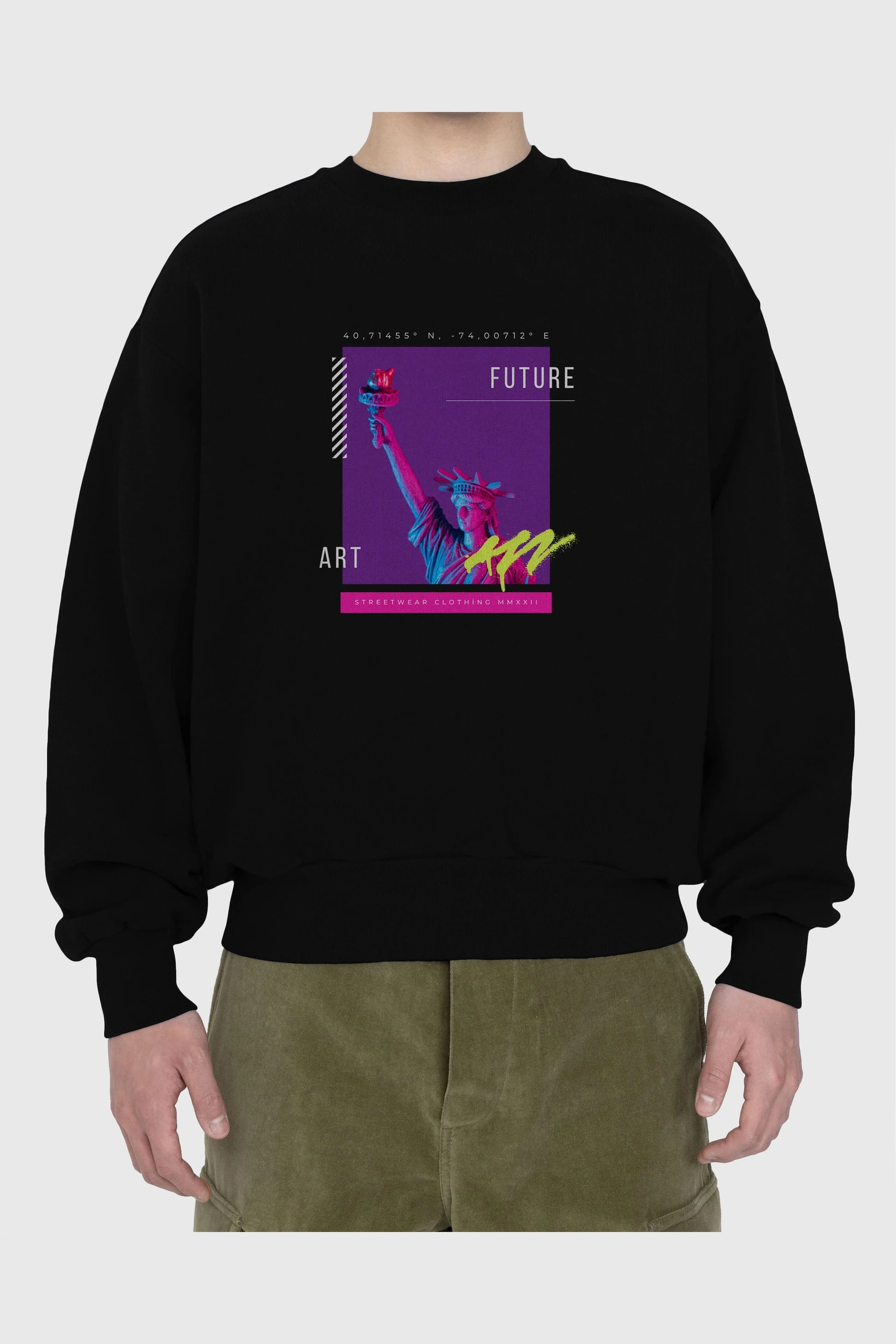 Future Art Ön Baskılı Oversize Sweatshirt Erkek Kadın Unisex