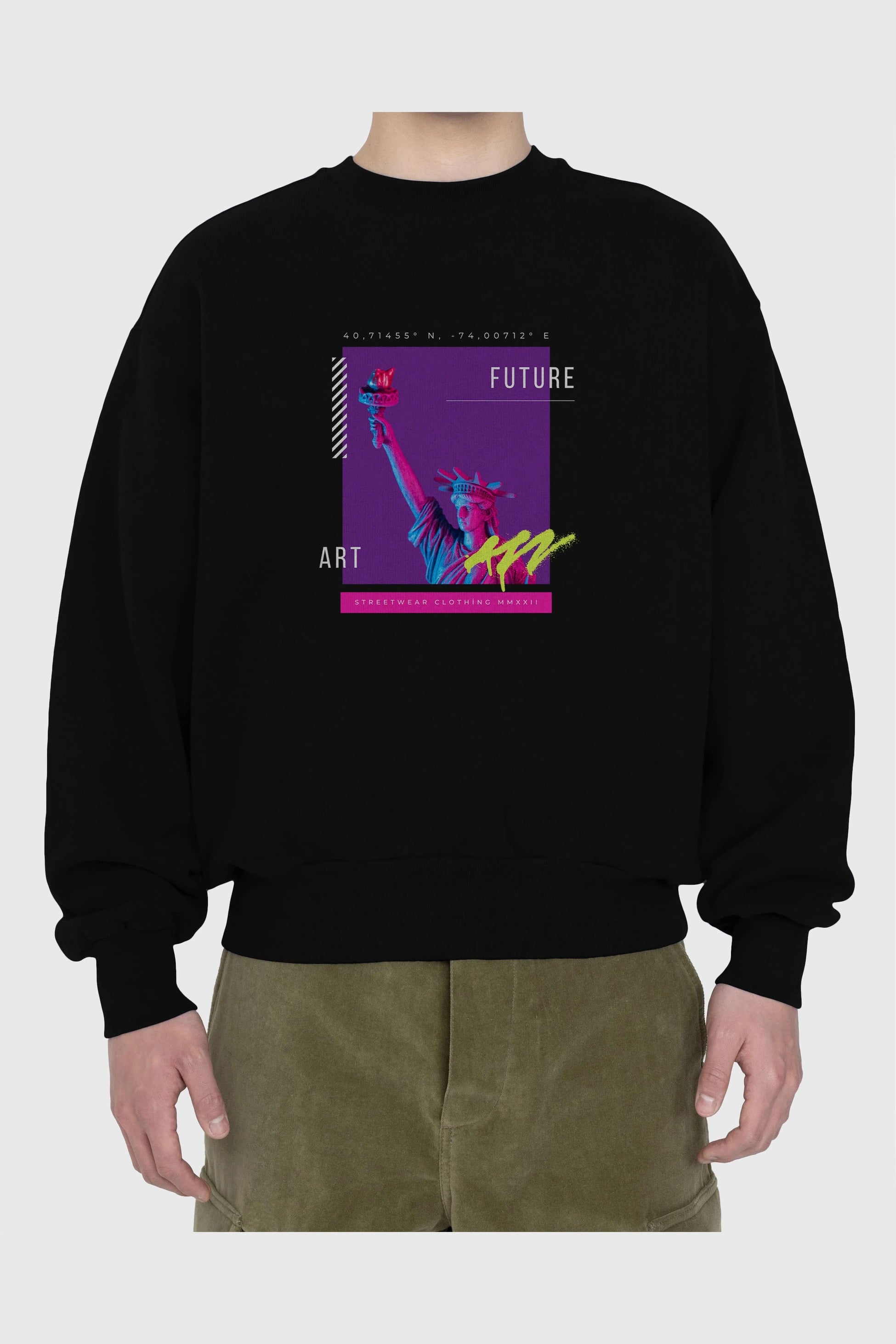 Future Art Ön Baskılı Oversize Sweatshirt Erkek Kadın Unisex