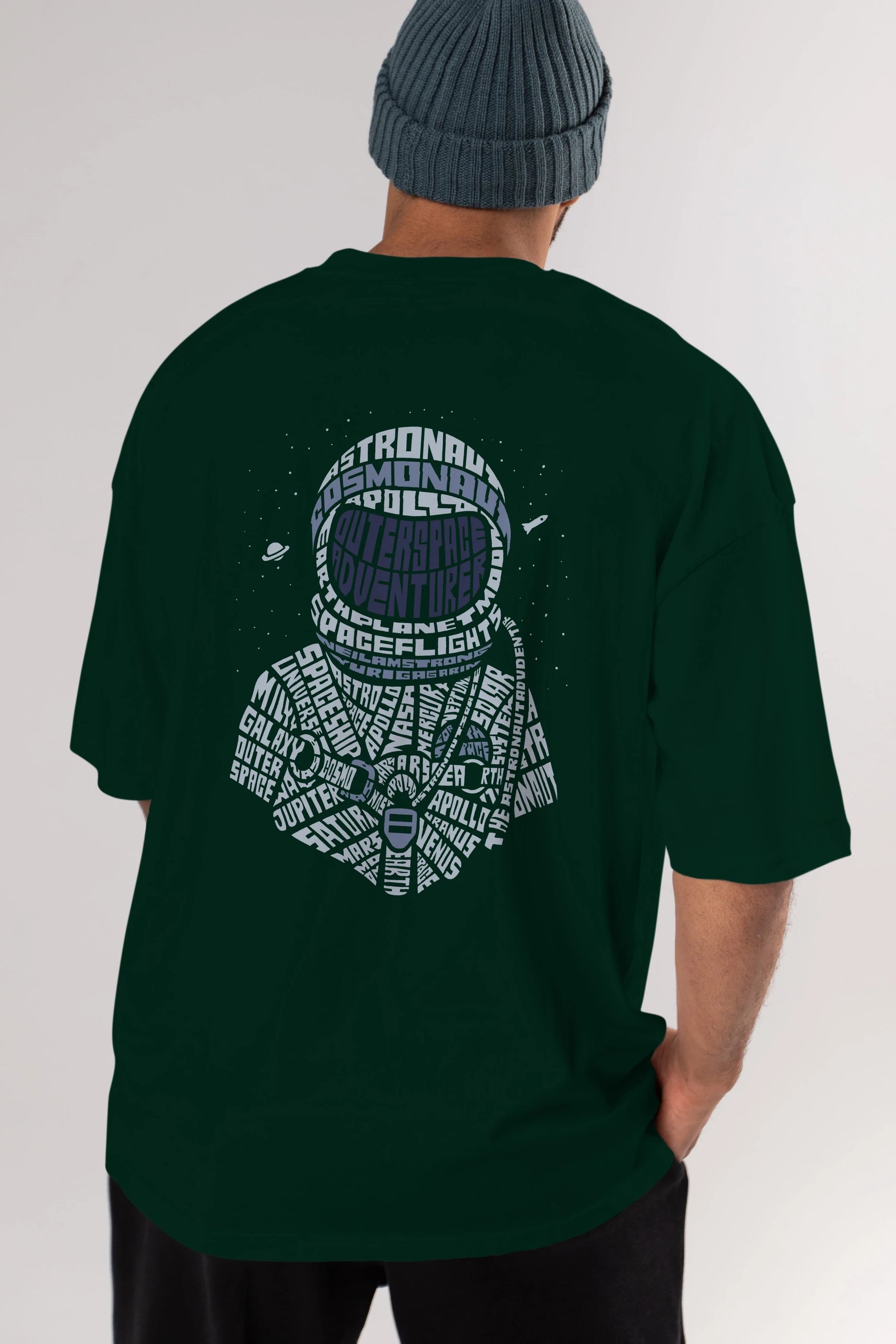Astronaut Arka Baskılı Oversize t-shirt %100 pamuk Erkek Kadın Unisex