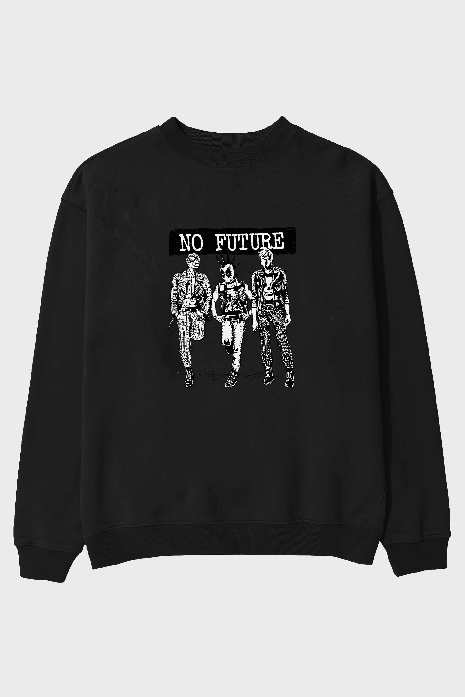 No Future Ön Baskılı Oversize Sweatshirt Erkek Kadın Unisex
