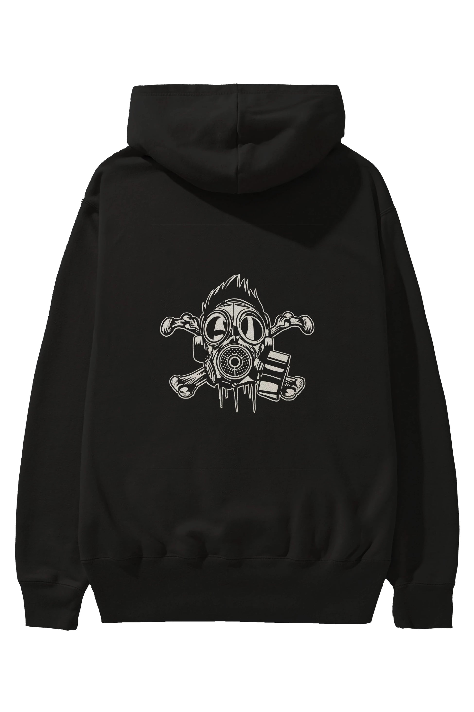Cross Bones Gasmask Arka Baskılı Hoodie Oversize Kapüşonlu Sweatshirt Erkek Kadın Unisex