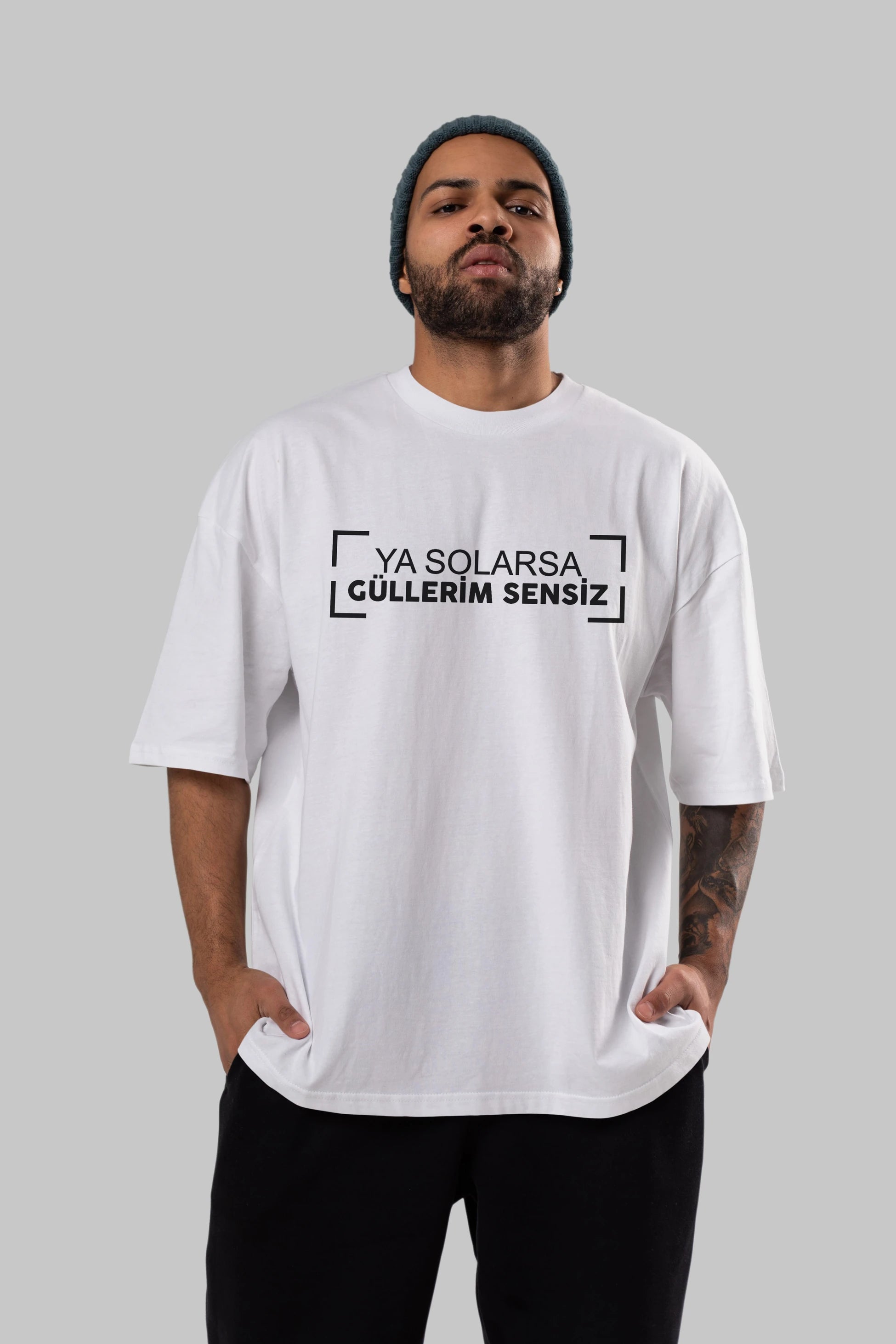Ya Solarsa Güllerim Sensiz Ön Baskılı Oversize t-shirt %100 pamuk Erkek Kadın Unisex