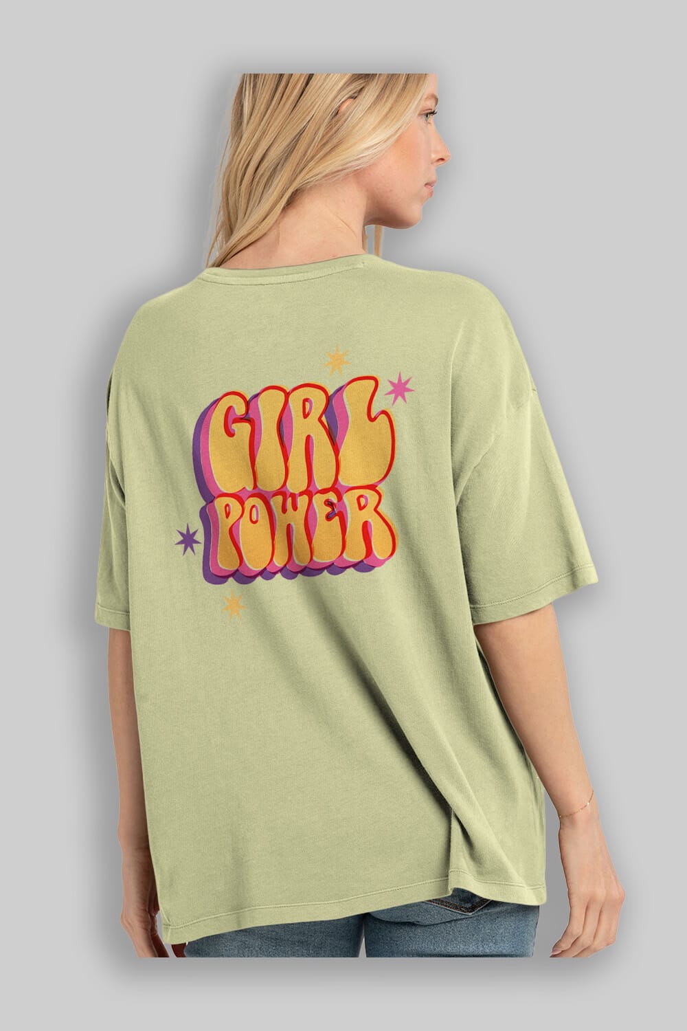 Girl Power Yazılı Arka Baskılı Oversize t-shirt Erkek Kadın Unisex