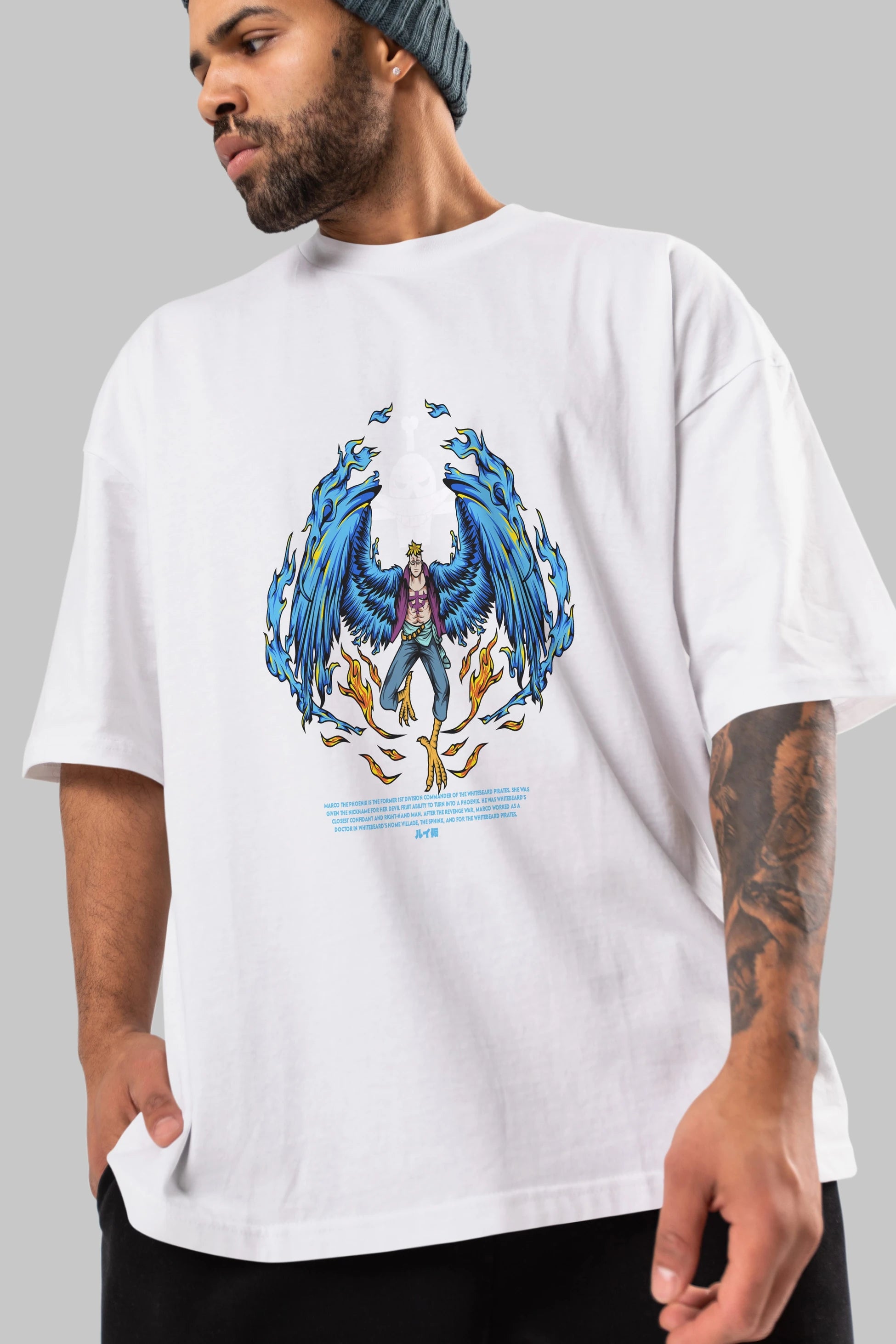 Marco Anime Ön Baskılı Oversize t-shirt %100 pamuk Erkek Kadın Unisex